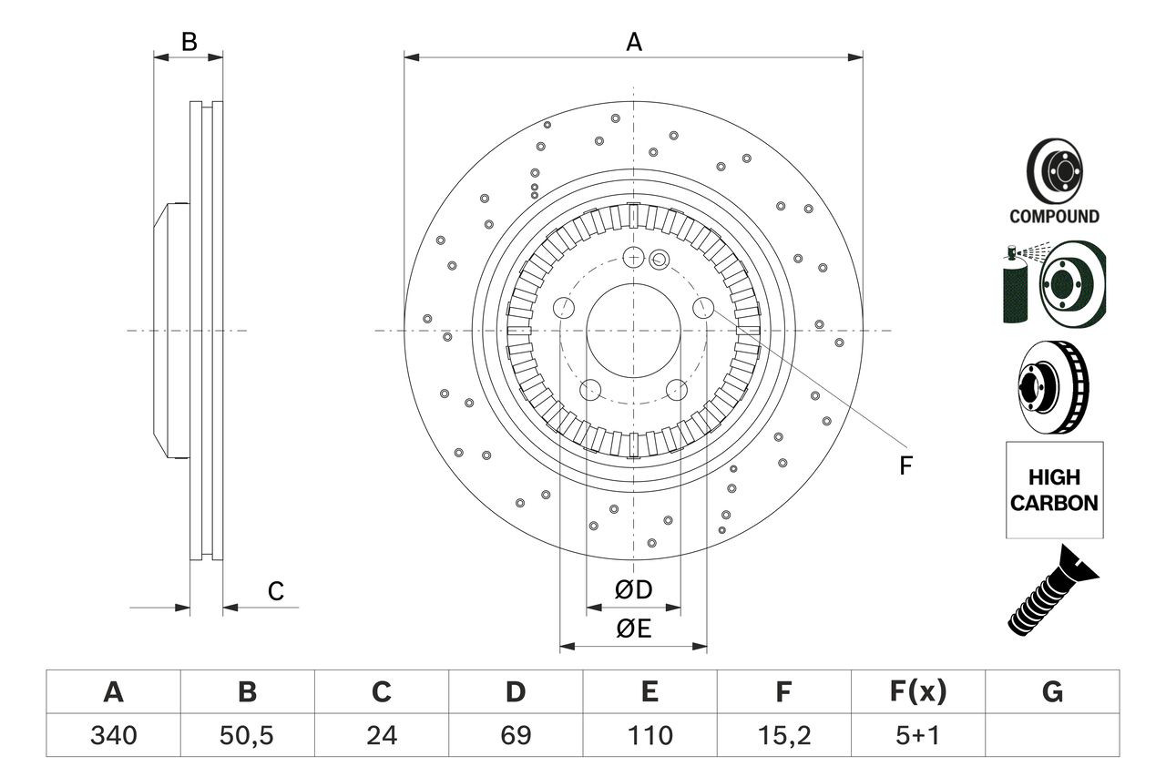 Freno de disco trasero para Mercedes S  A217