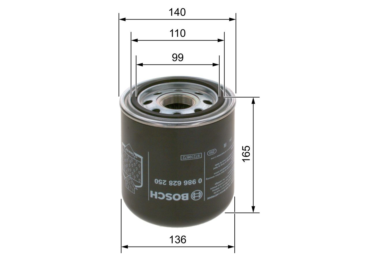 Filtro del desecador de aire (separador de agua y aceite) (camión) 0986628250 Bosch