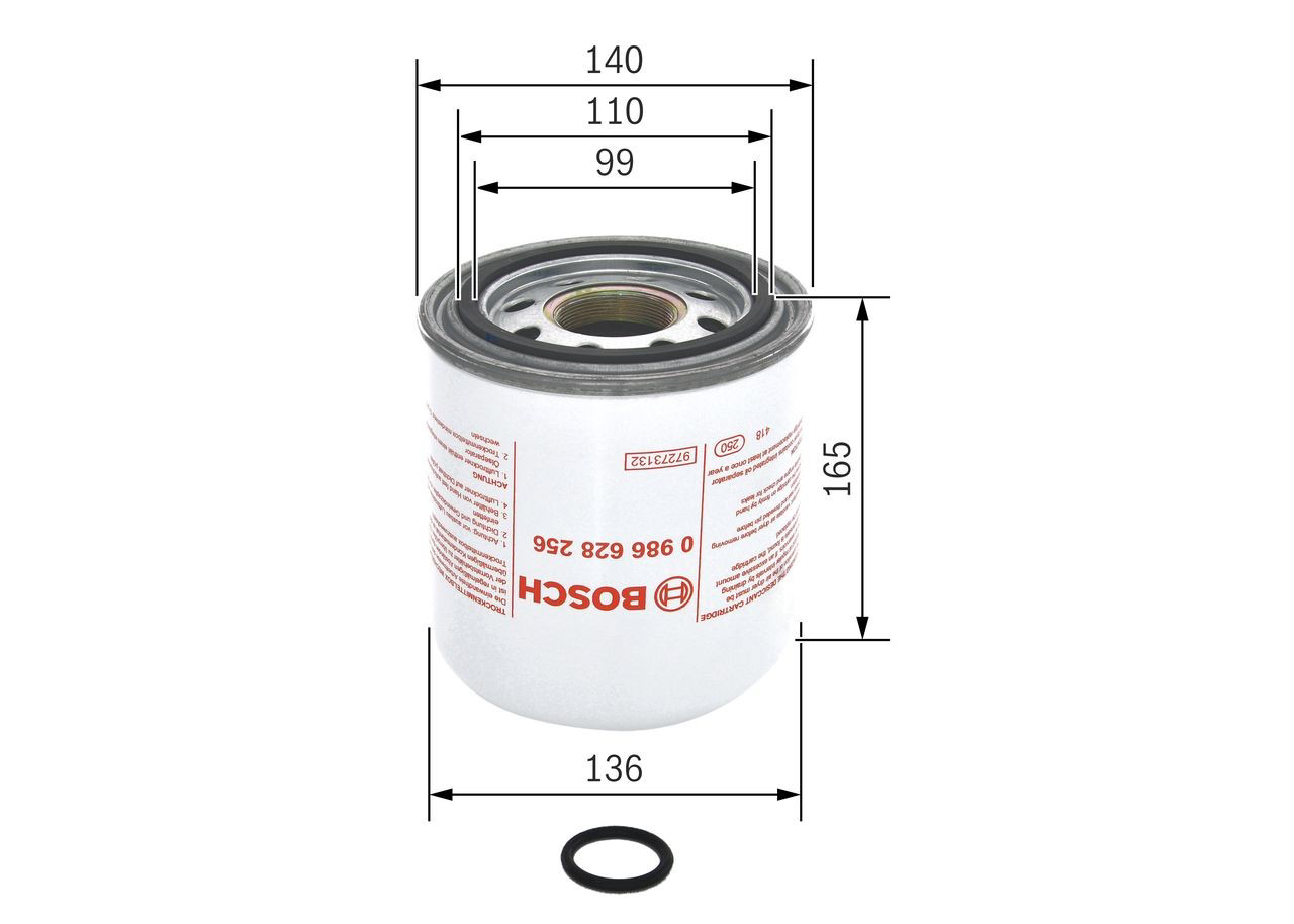 Comprar 0986628256 Bosch Filtro del desecador de aire (separador de agua y aceite) (camión)