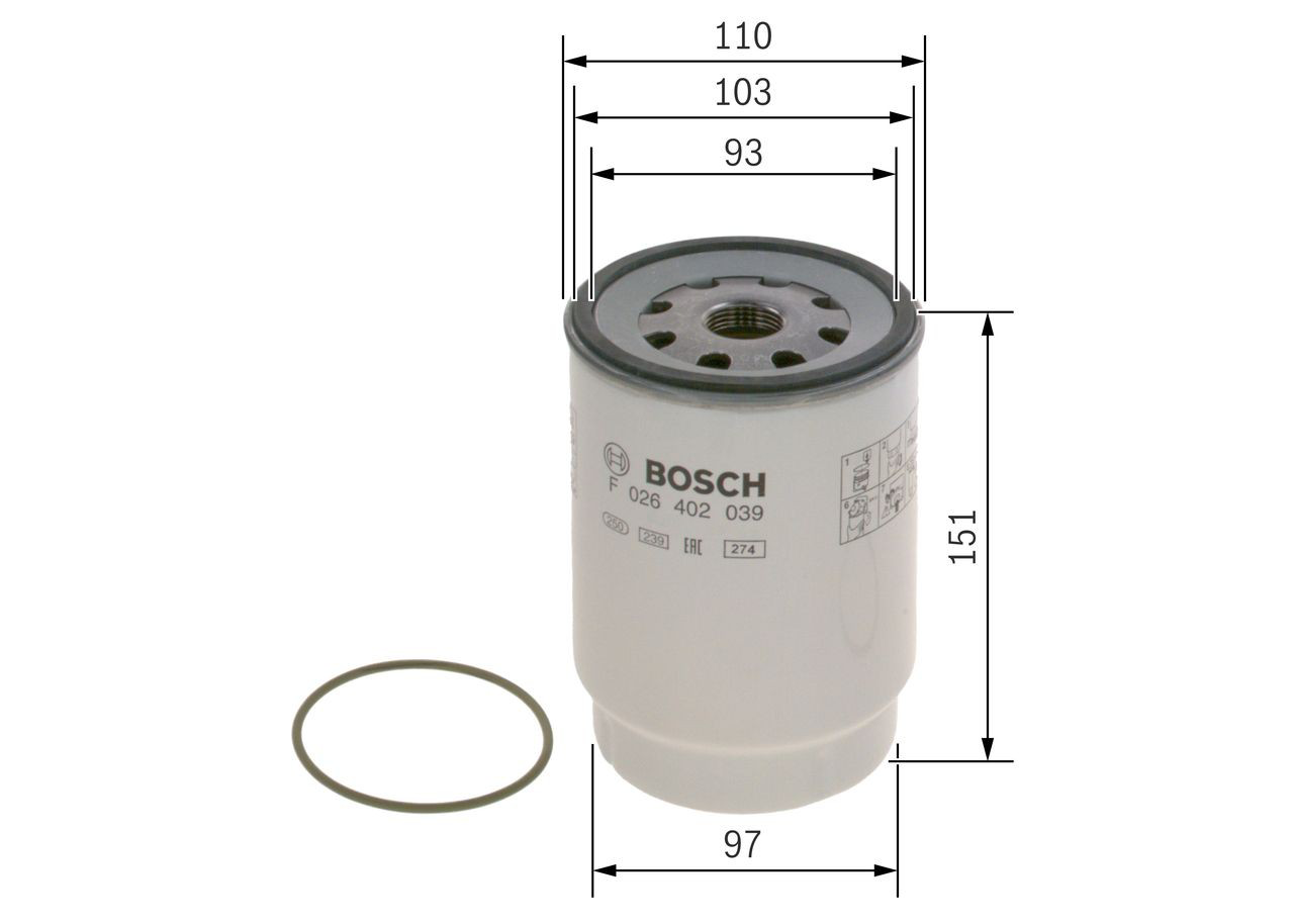 Filtro de combustible F026402039 Bosch