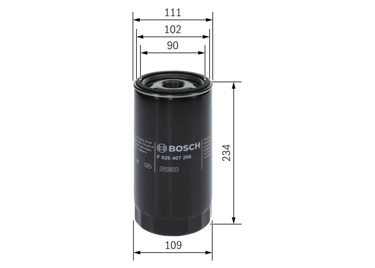 Filtro de aceite F026407296 Bosch
