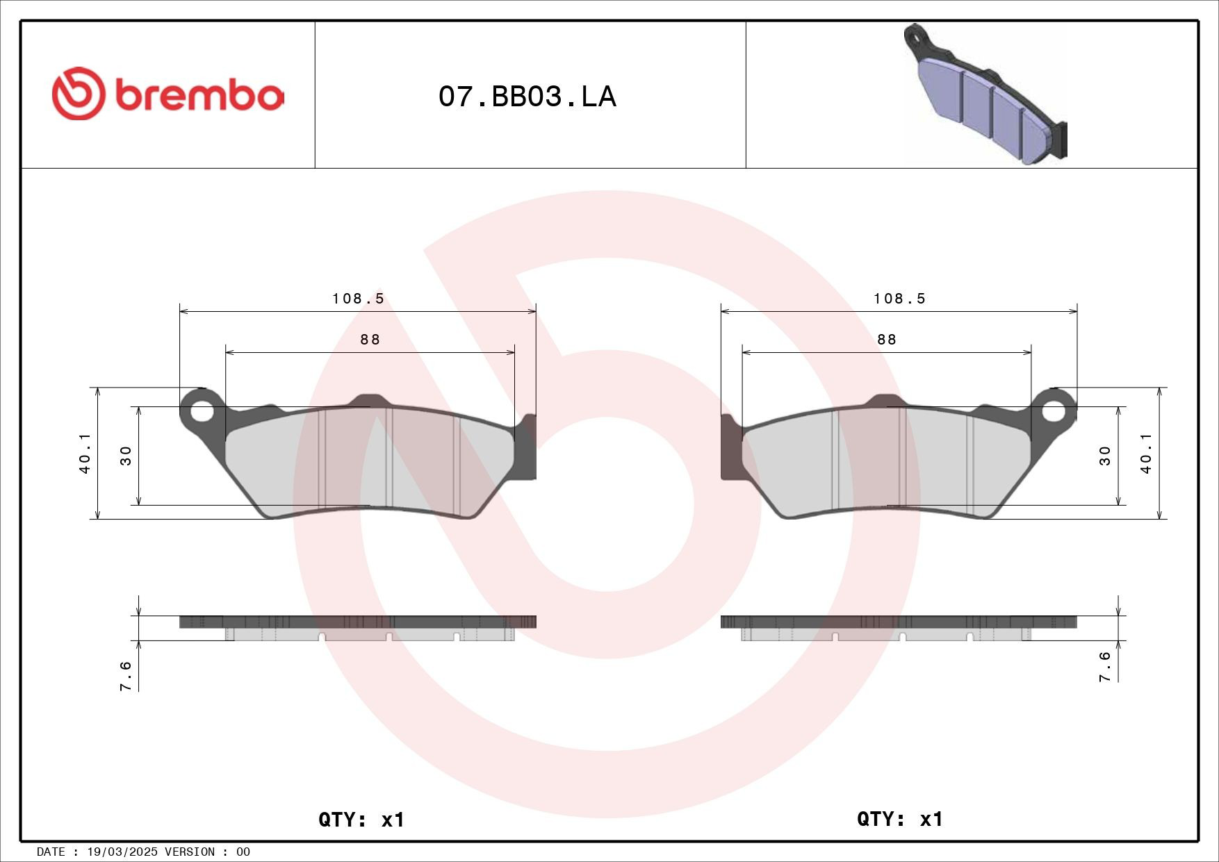07BB03LA Brembo 