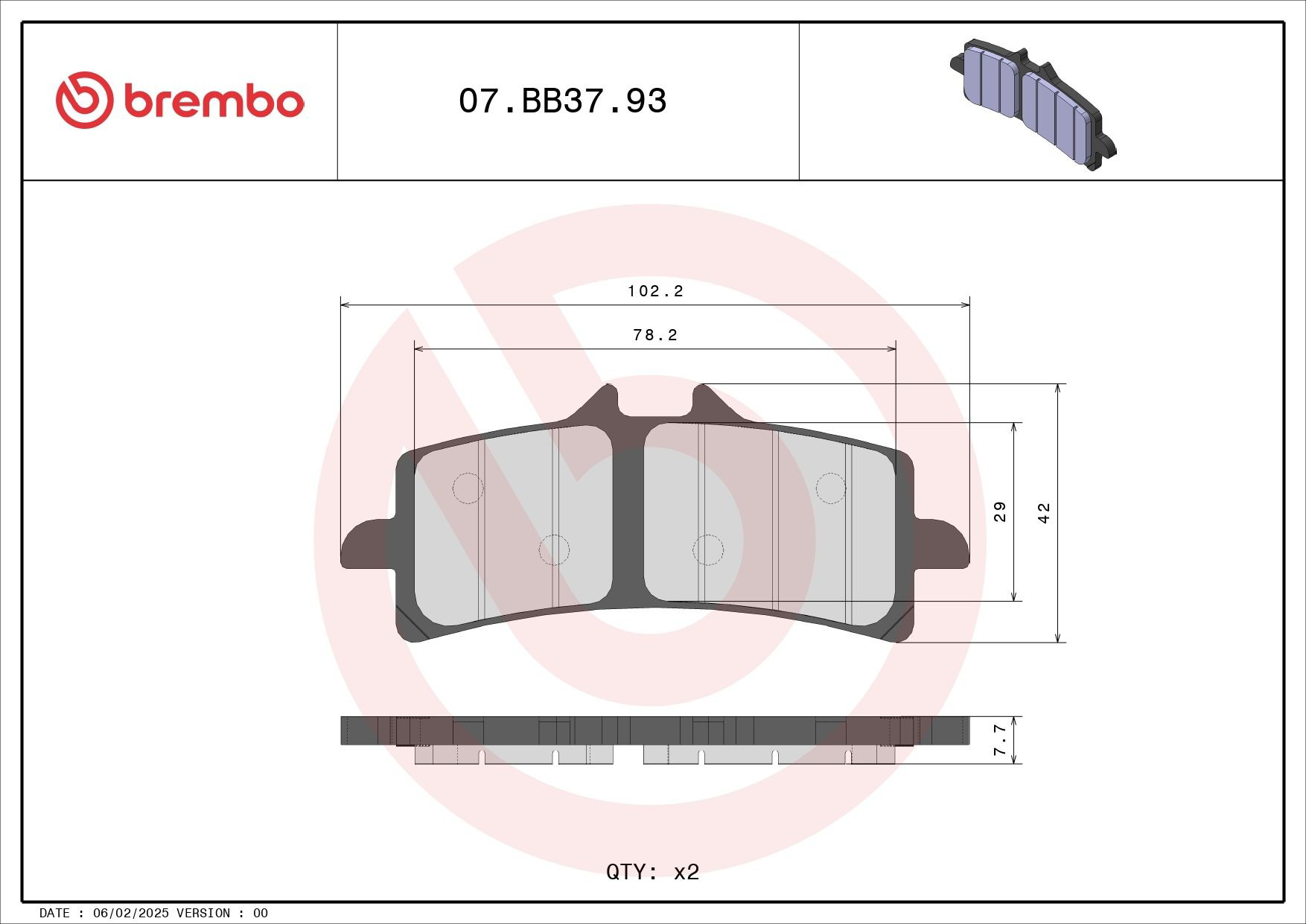 07BB3793 Brembo Pastillas delanteras