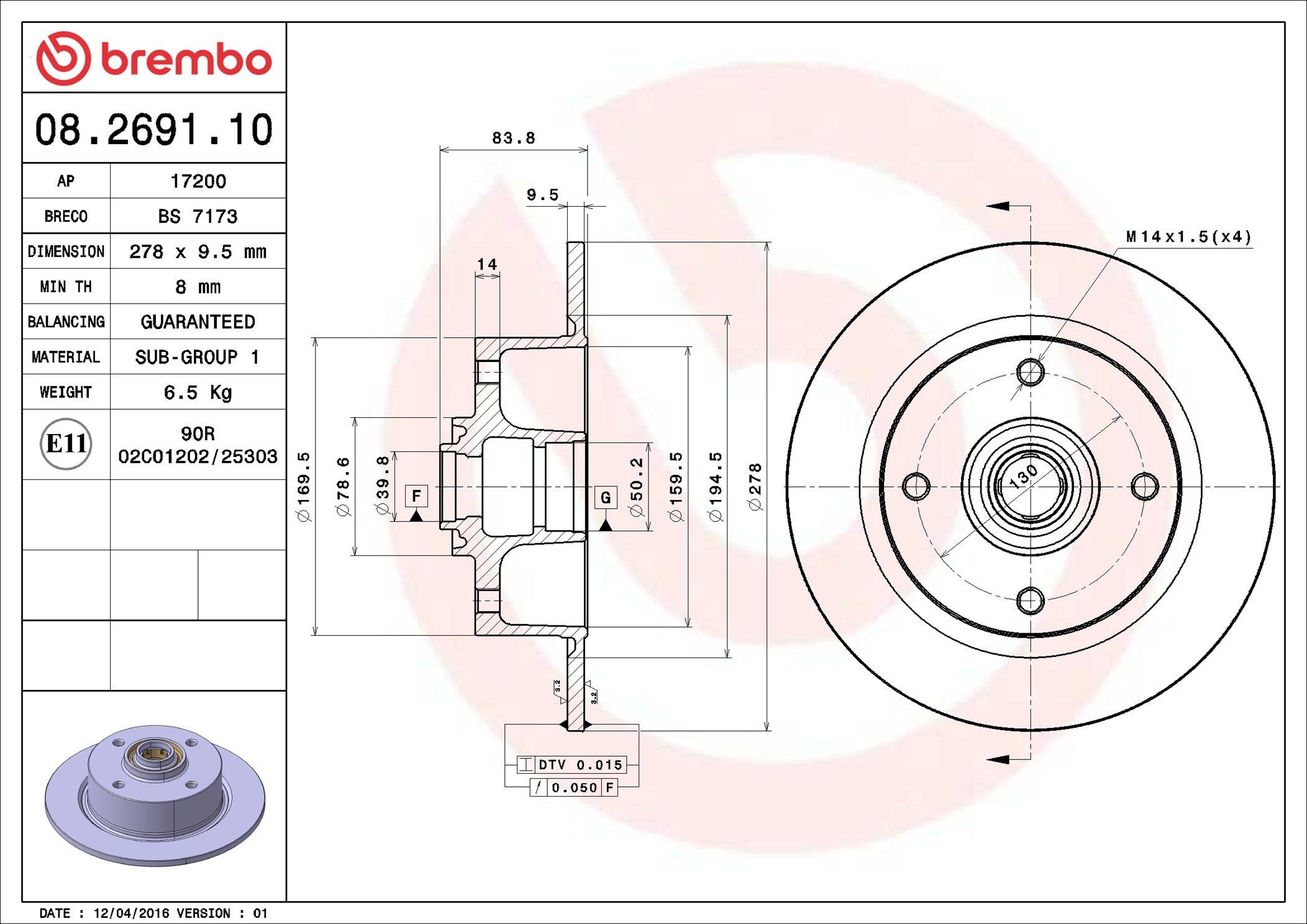 Frenos delanteros Brembo 08269110 precio, desde 59,49 EUR