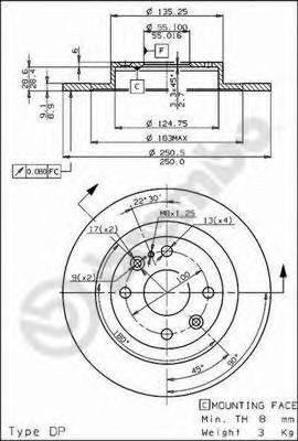 Comprar 08685710 Brembo Disco de freno trasero