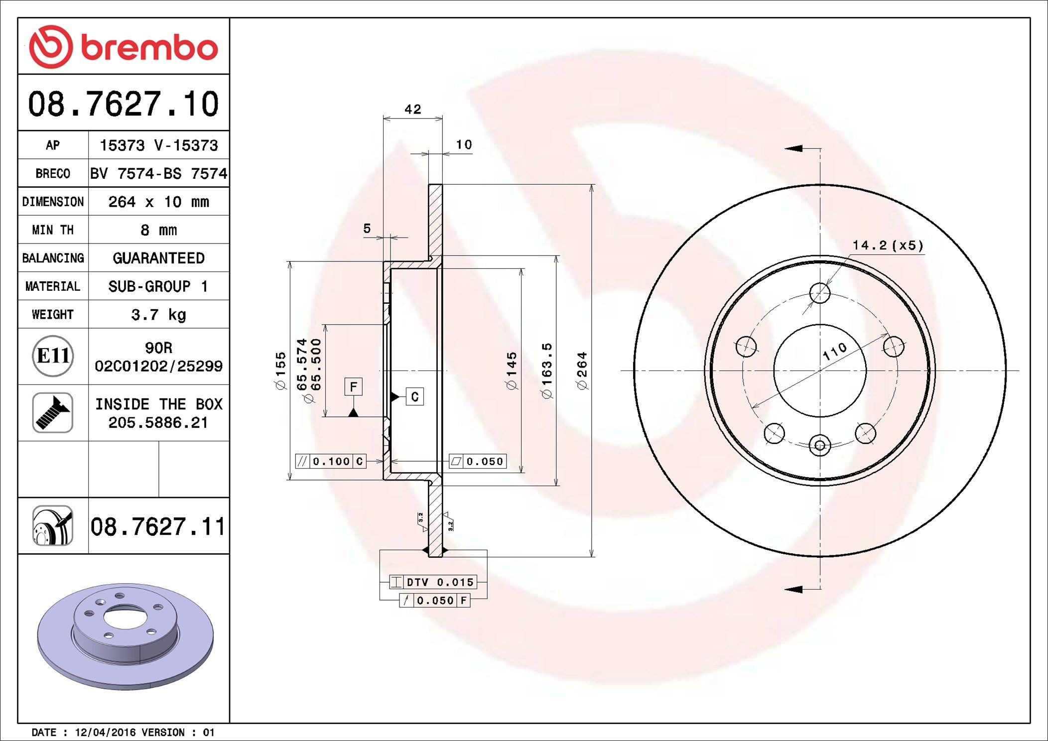 Frenos traseros Brembo 08762711