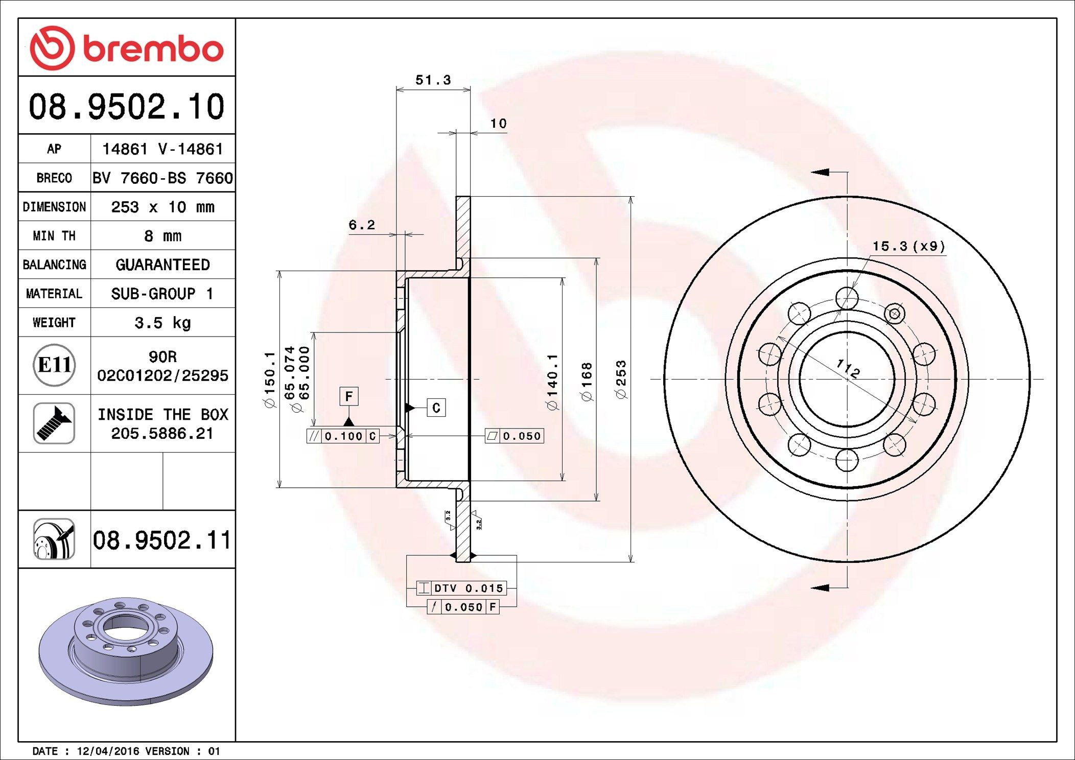 Frenos traseros Brembo 08950211