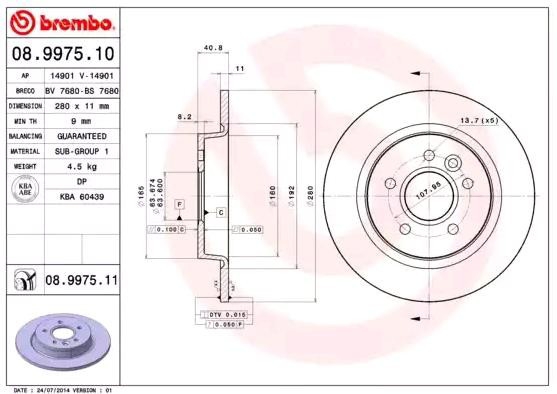 08997511 Brembo Freno de disco trasero