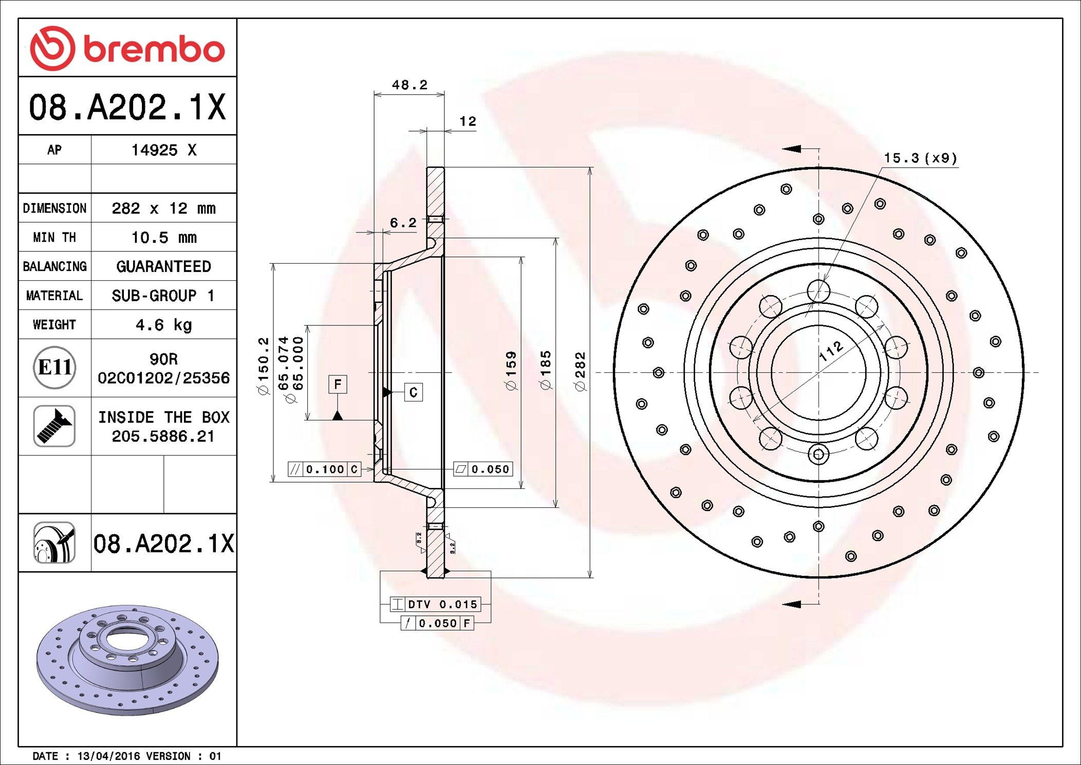 Disco de freno trasero Brembo 08A2021X precio, desde 32,09 EUR