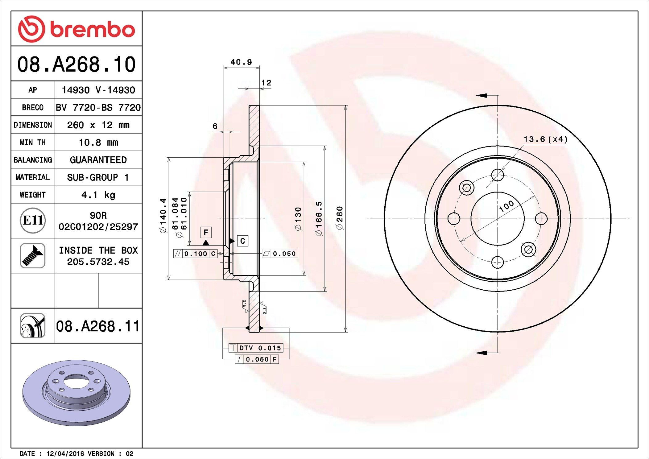 Frenos delanteros Brembo 08A26810 precio, desde 25,02 EUR