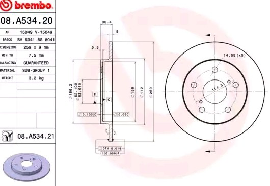 Comprar 08A53421 Brembo Disco de freno trasero