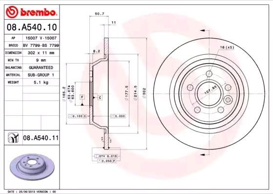 Comprar 08A54010 Brembo Disco de freno trasero