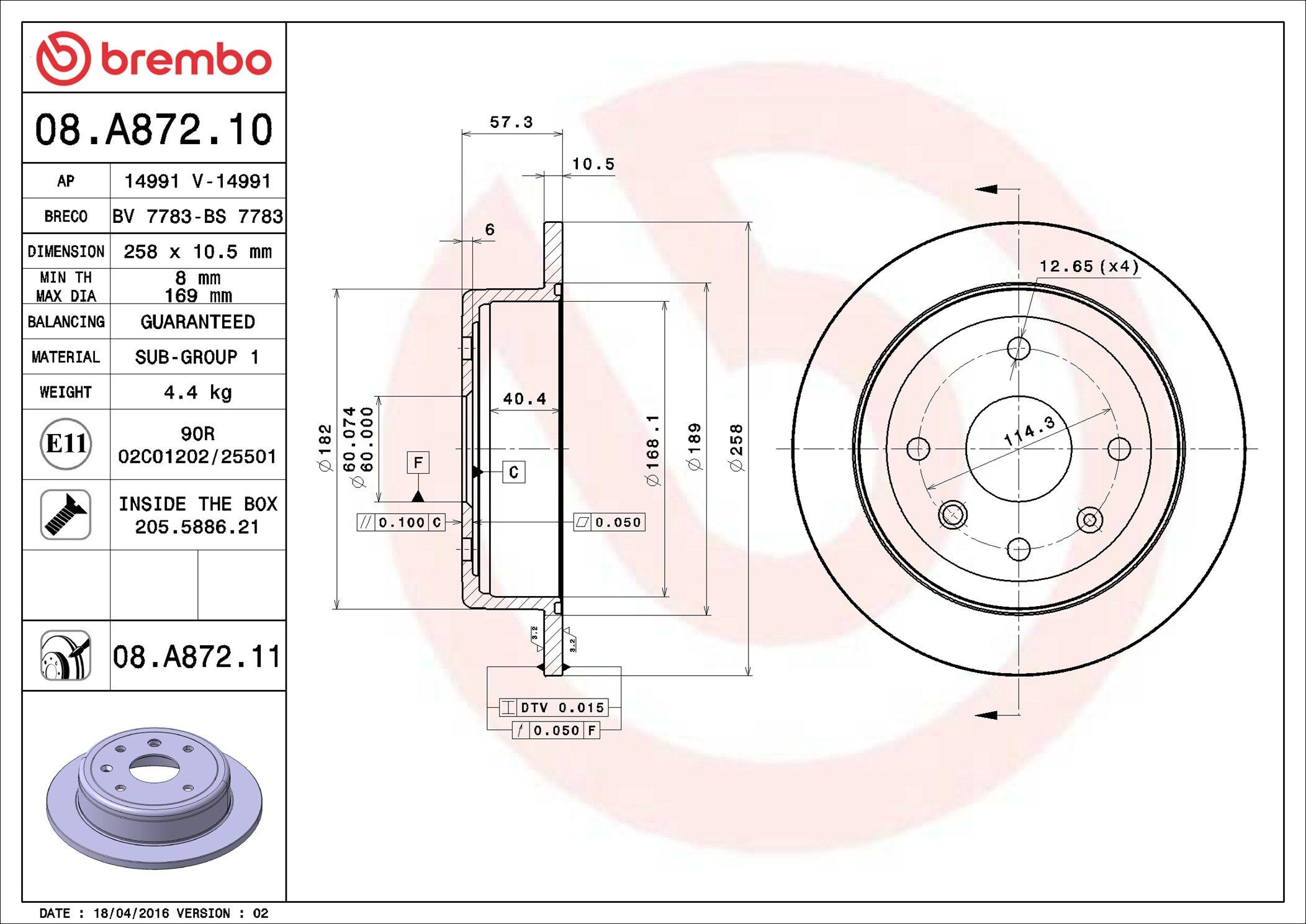Comprar 08A87211 Brembo Disco de freno trasero