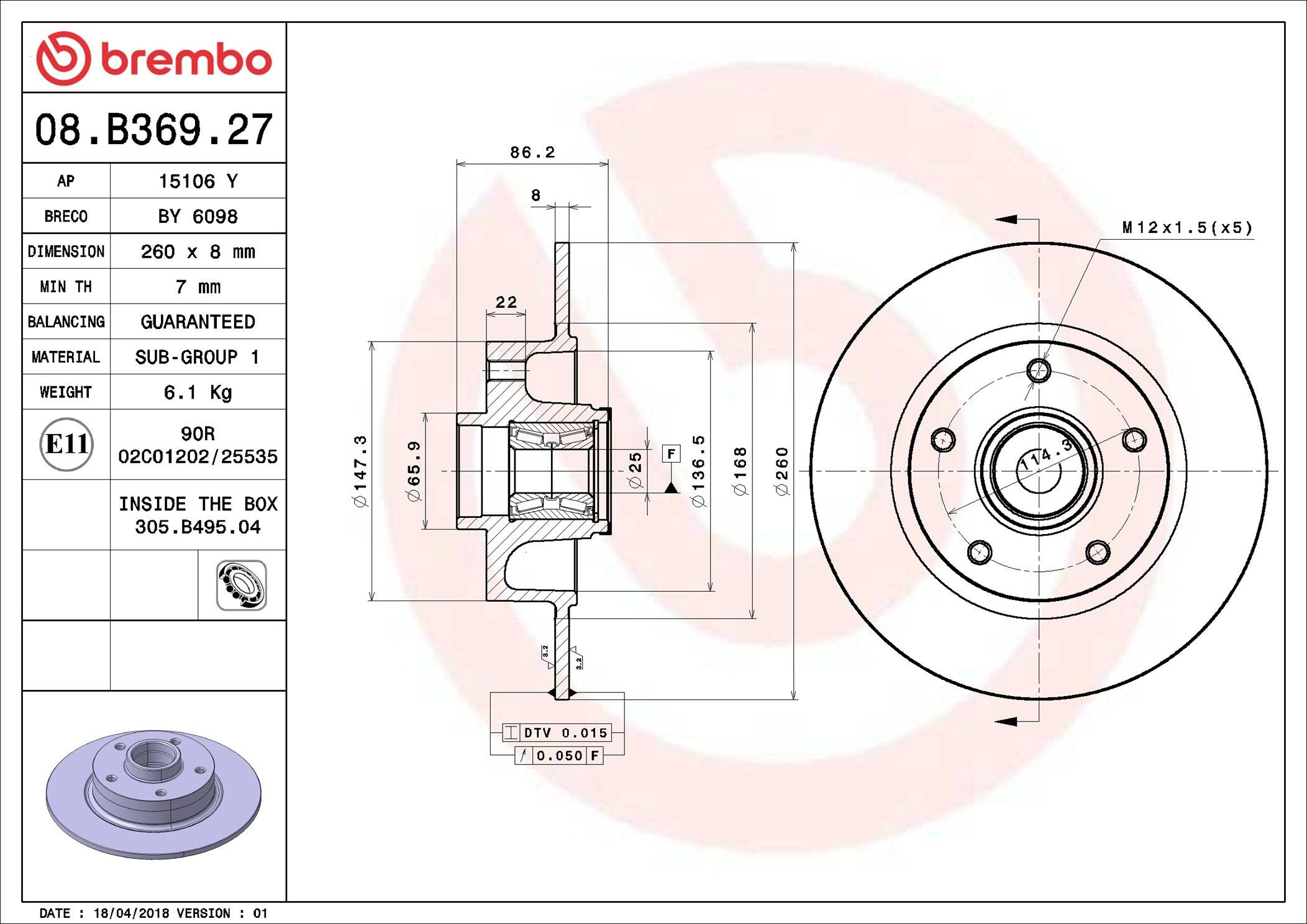 Disco de freno trasero Brembo 08B36927 precio, desde 71,96 EUR