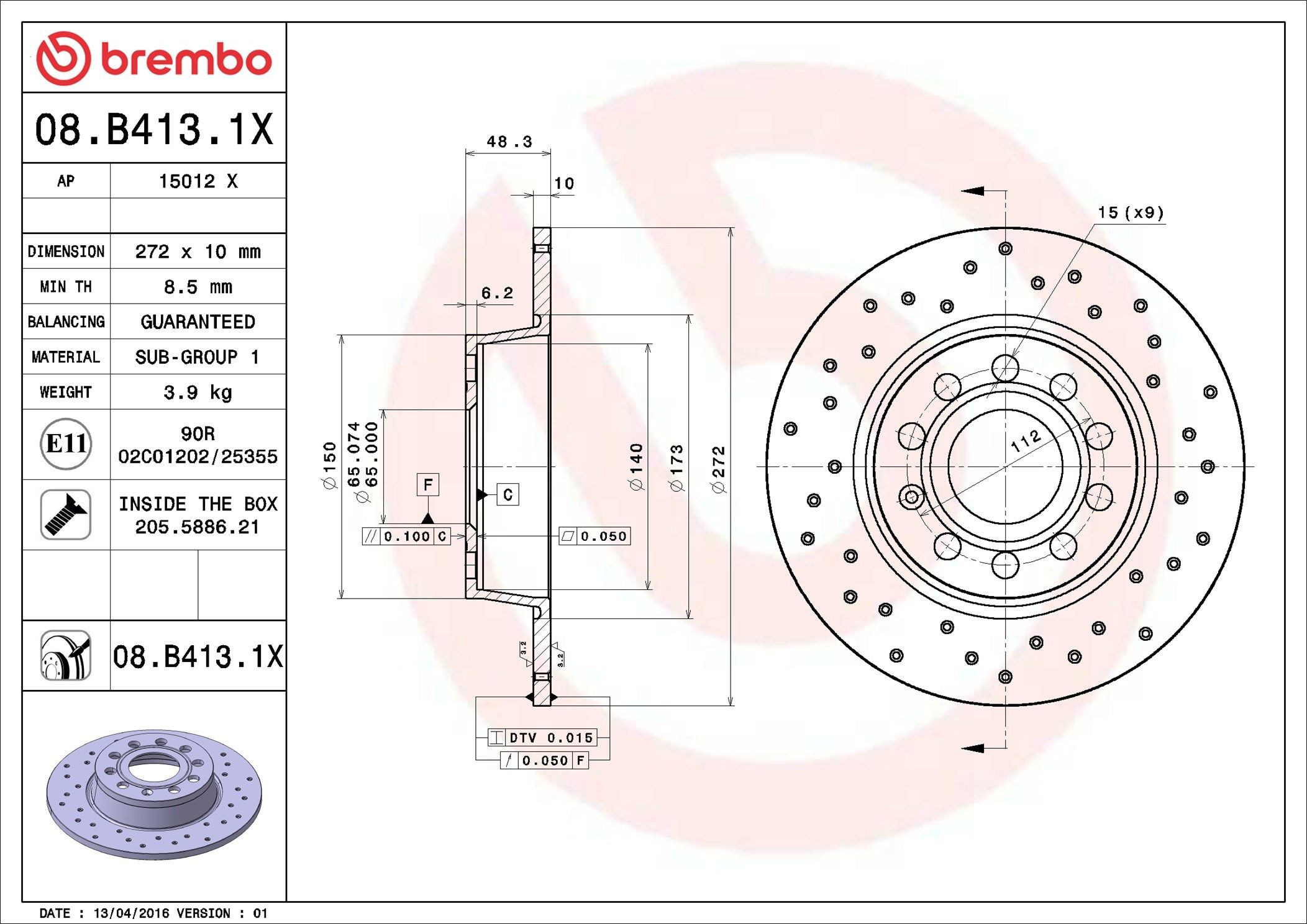 Disco de freno trasero Brembo 08B4131X precio, desde 29,27 EUR