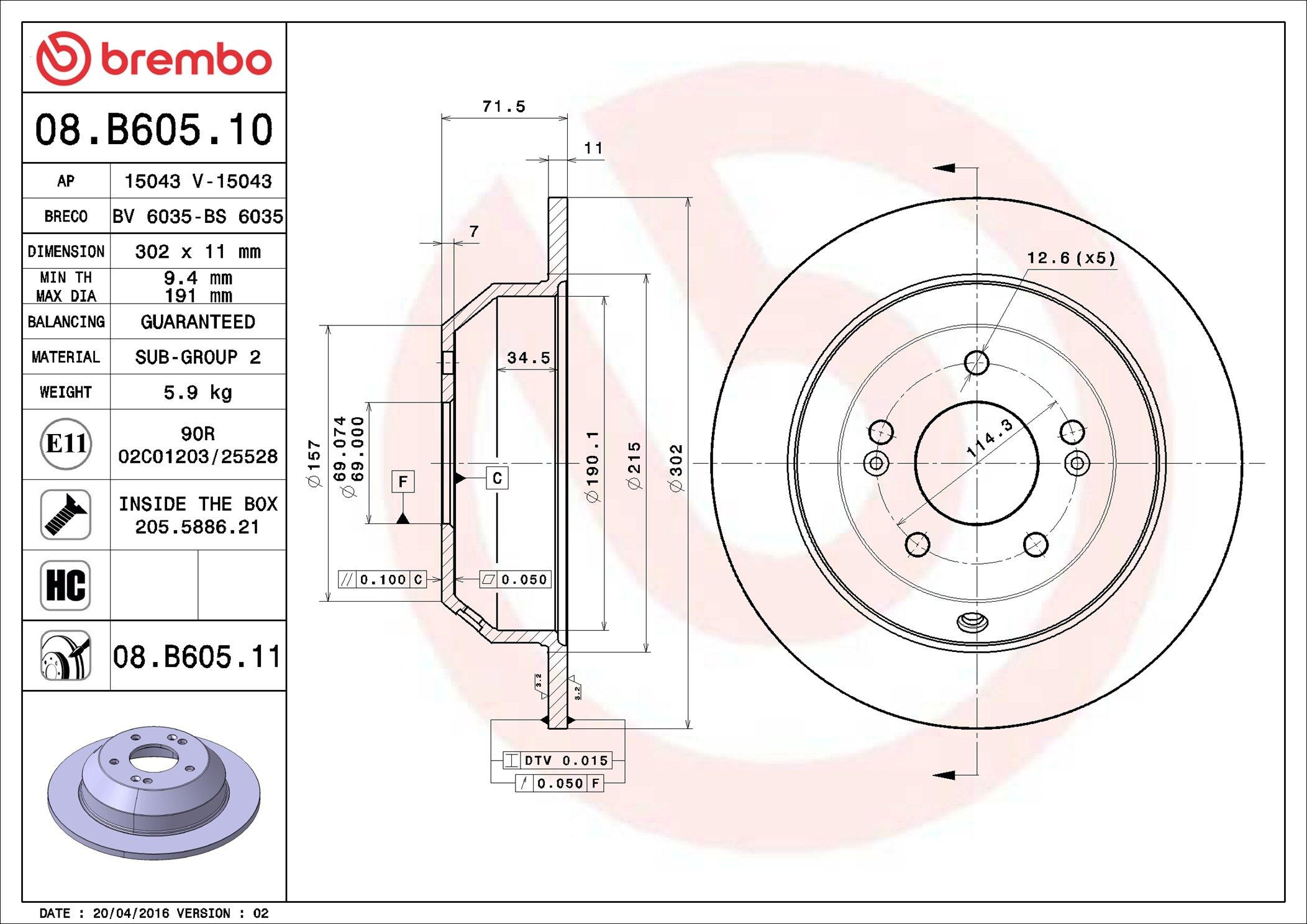 Disco de freno trasero Brembo 08B60510 precio, desde 63,89 EUR