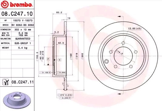 Disco de freno trasero Brembo 08C24711 precio, desde 46,33 EUR