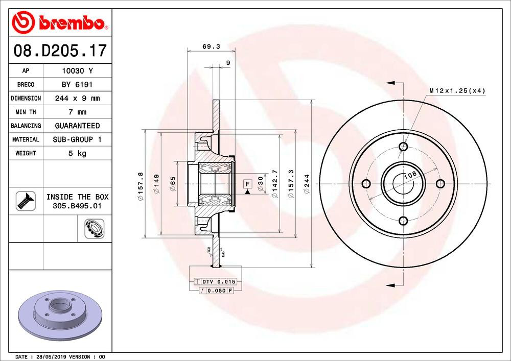 Comprar 08D20517 Brembo Disco de freno trasero
