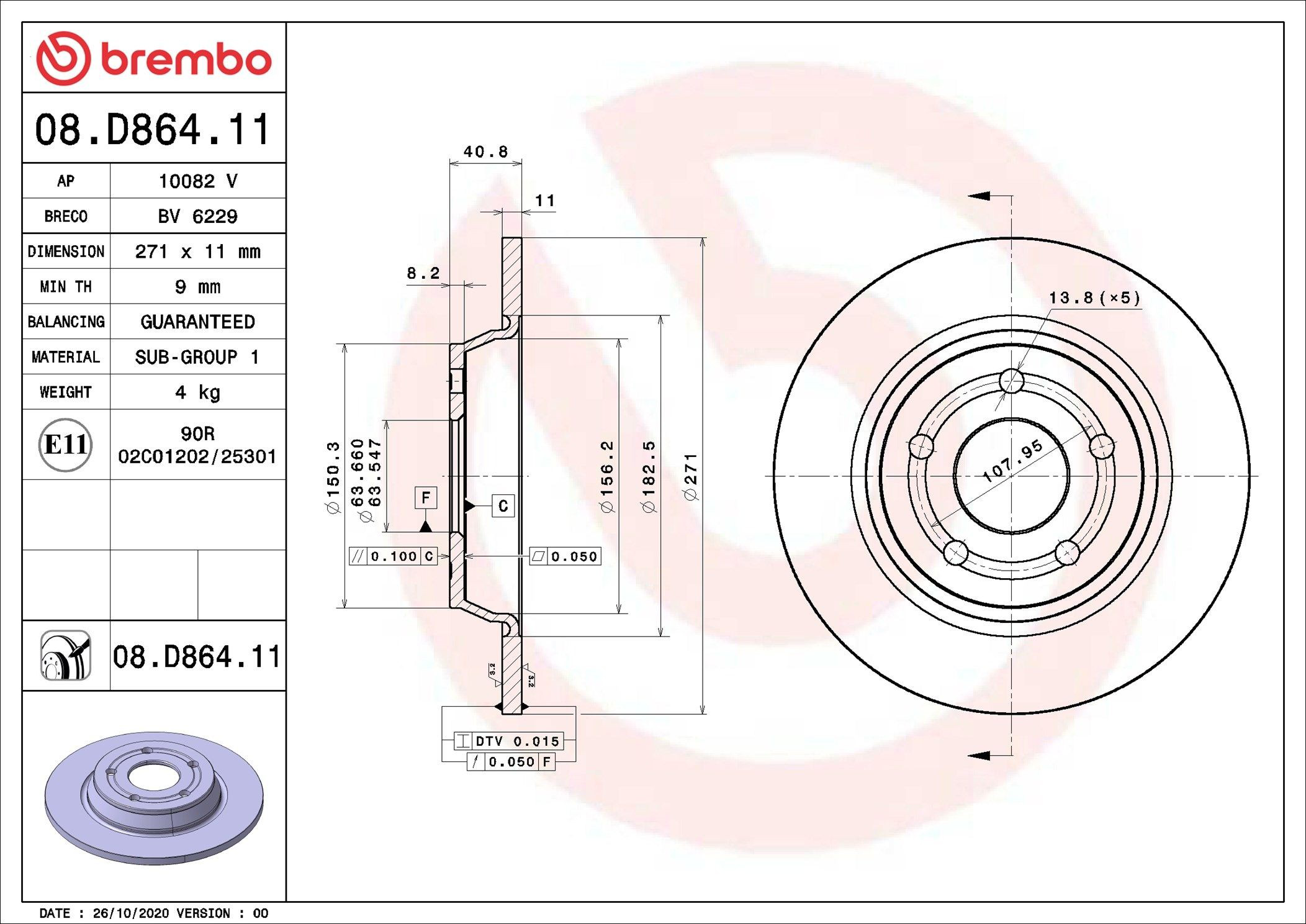 08D86411 Brembo Discos