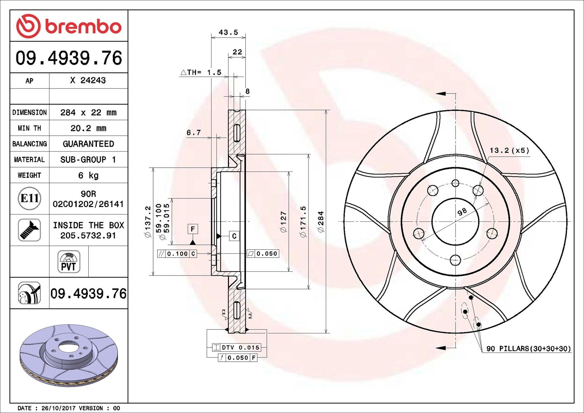Frenos delanteros Brembo 09493976 precio, desde 38,05 EUR