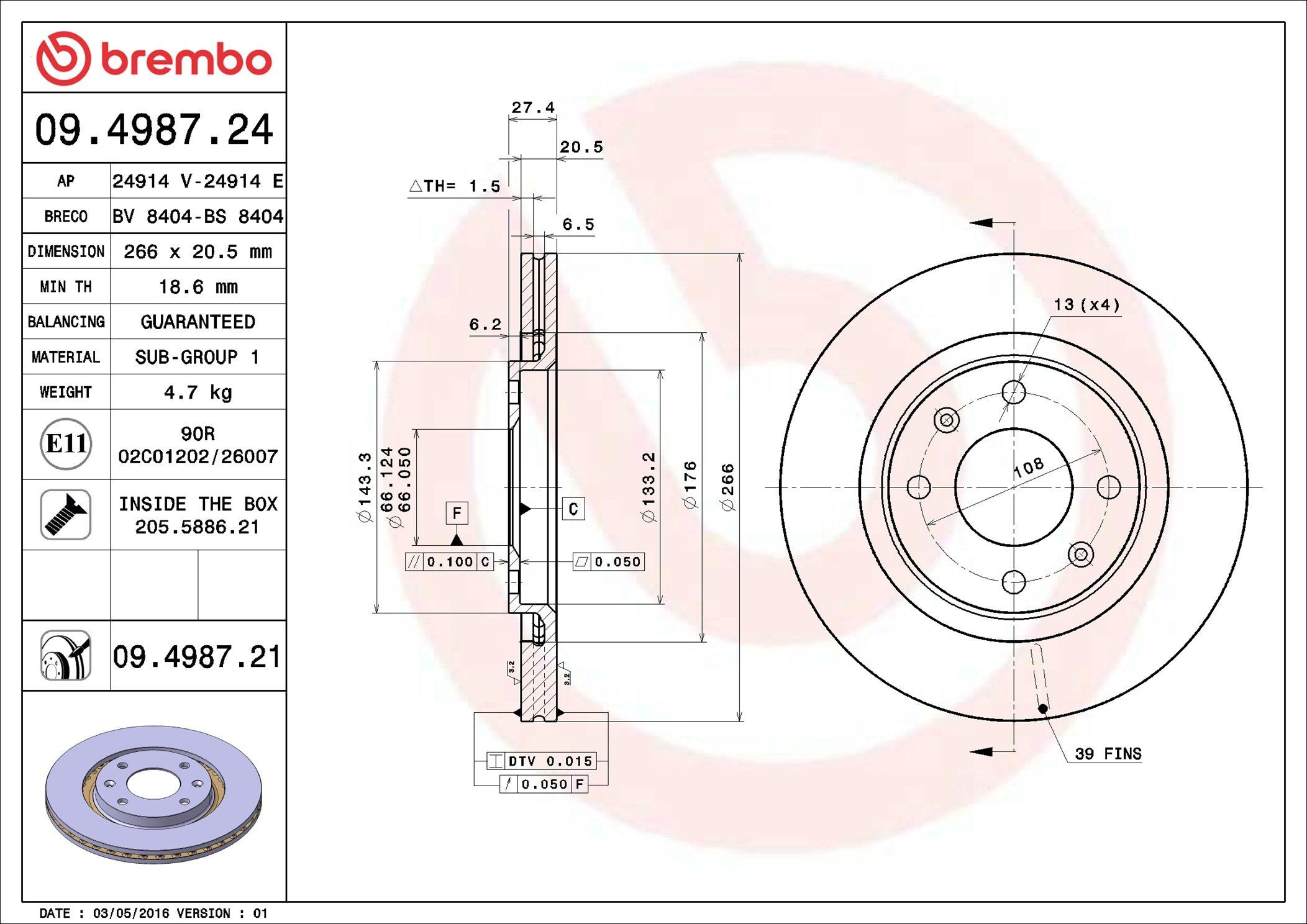 Frenos delanteros Brembo 09498721 precio, desde 33,34 EUR