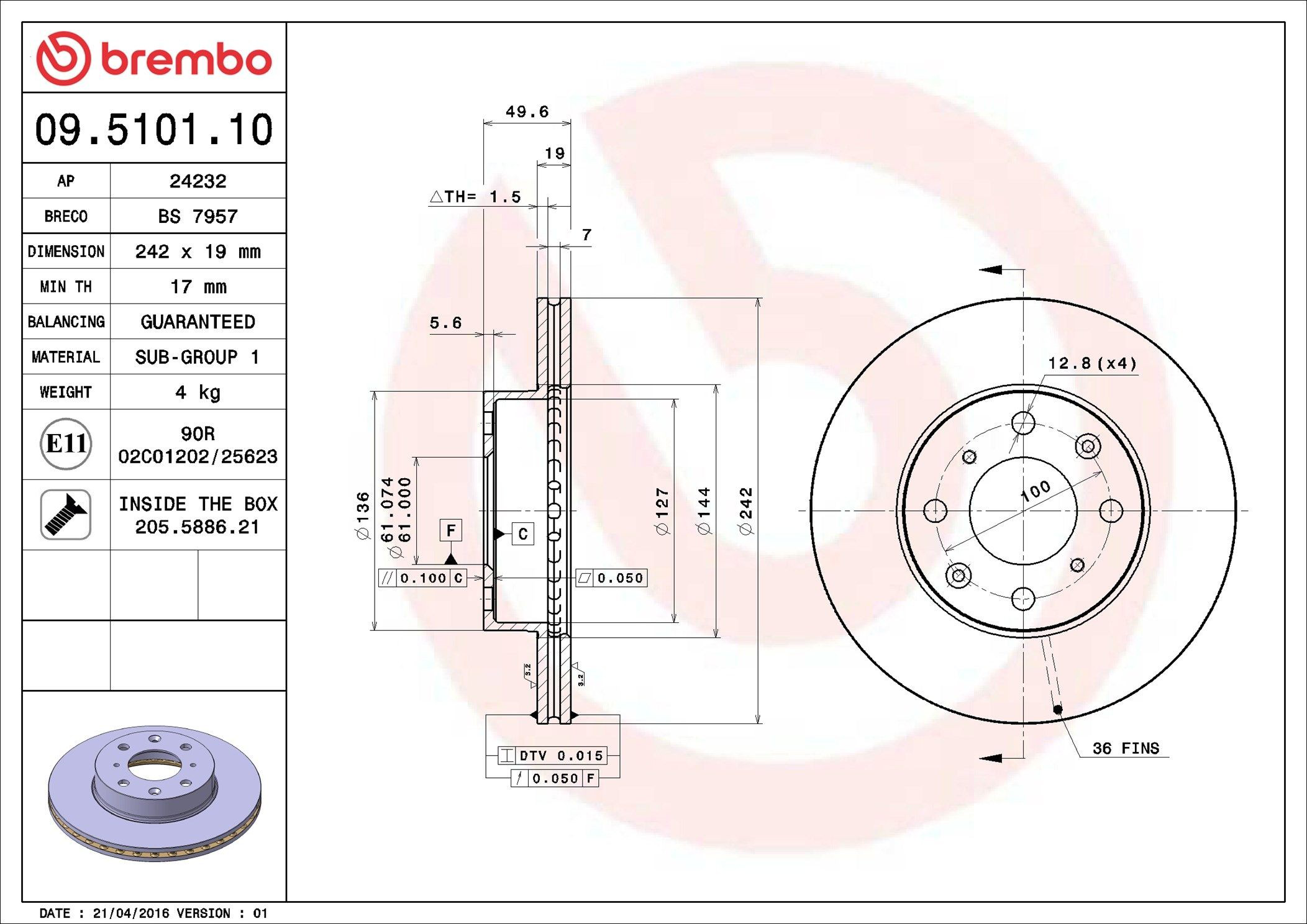 Frenos delanteros Brembo 09510110 precio, desde 42,58 EUR