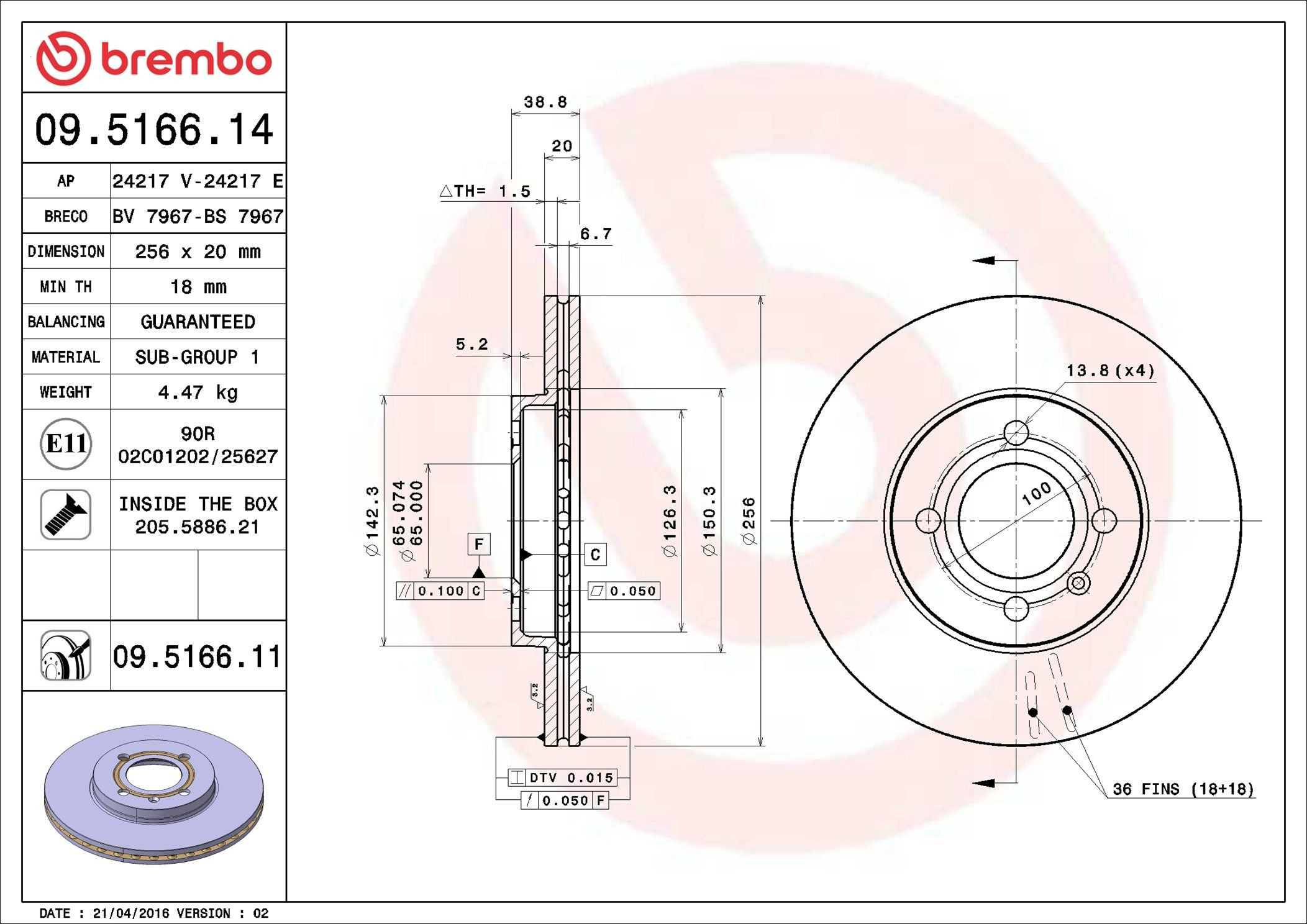 09516611 Brembo Discos