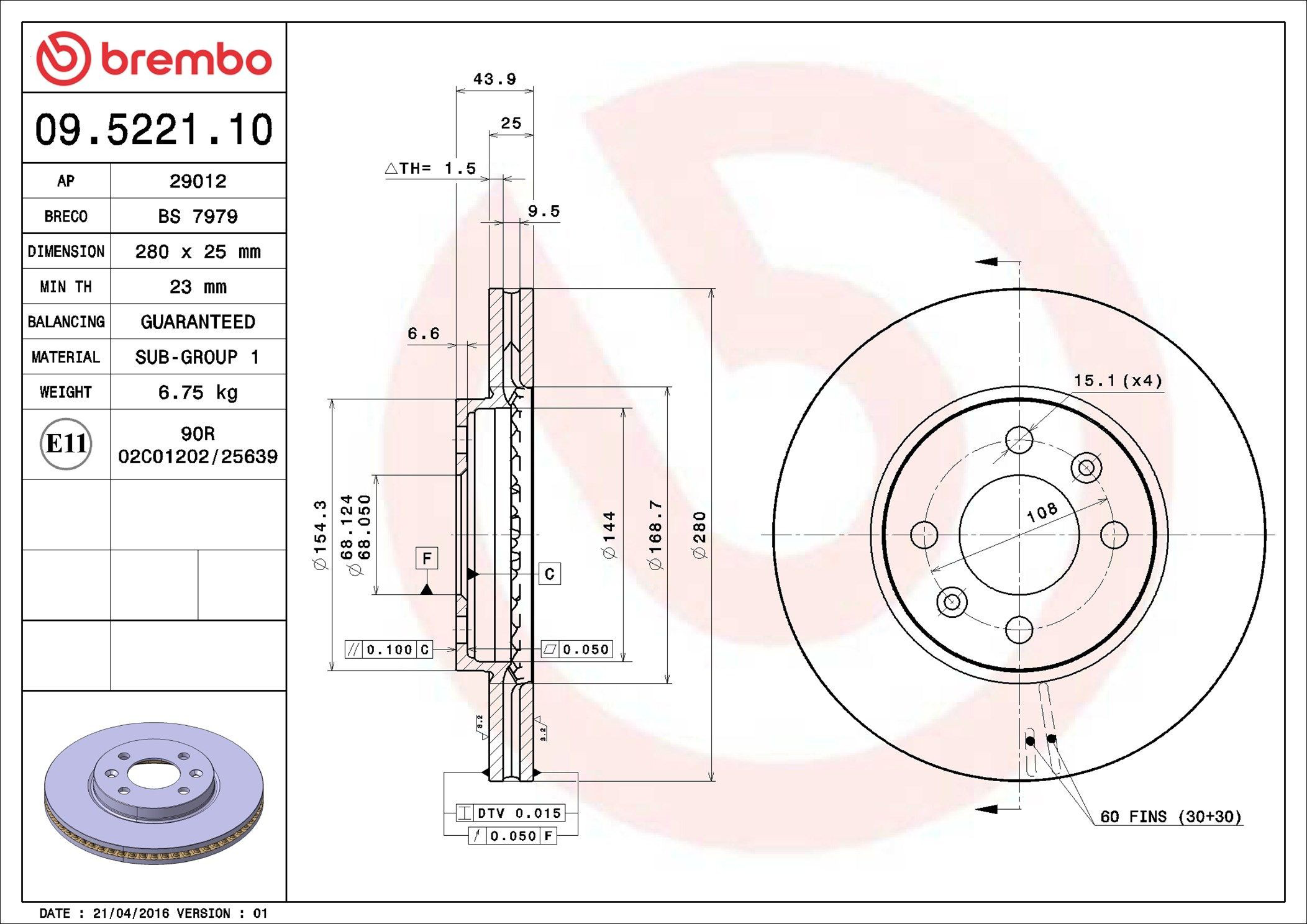 Frenos delanteros Brembo 09522110 precio, desde 49,41 EUR