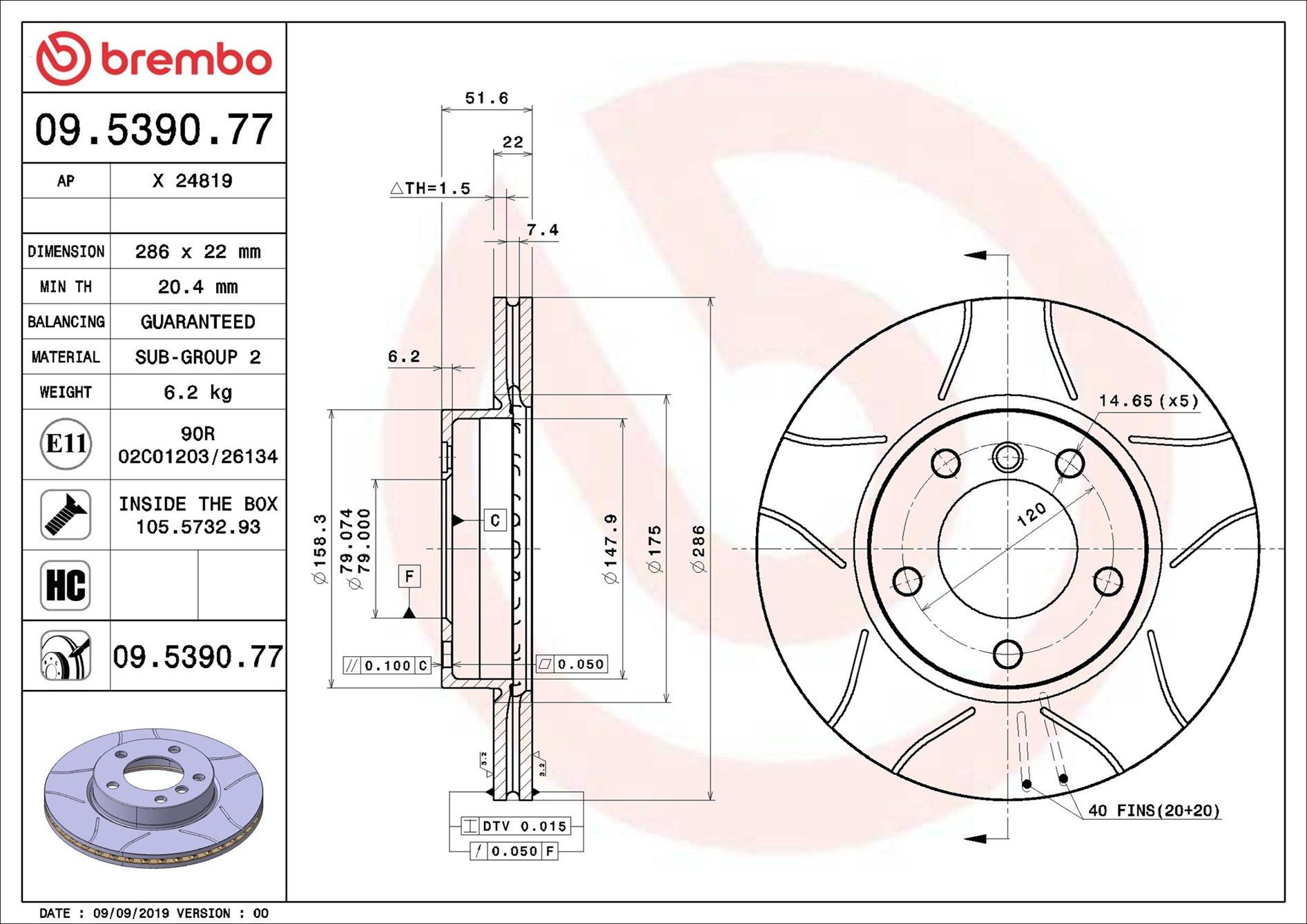 Frenos delanteros Brembo 09539077 precio, desde 36,78 EUR