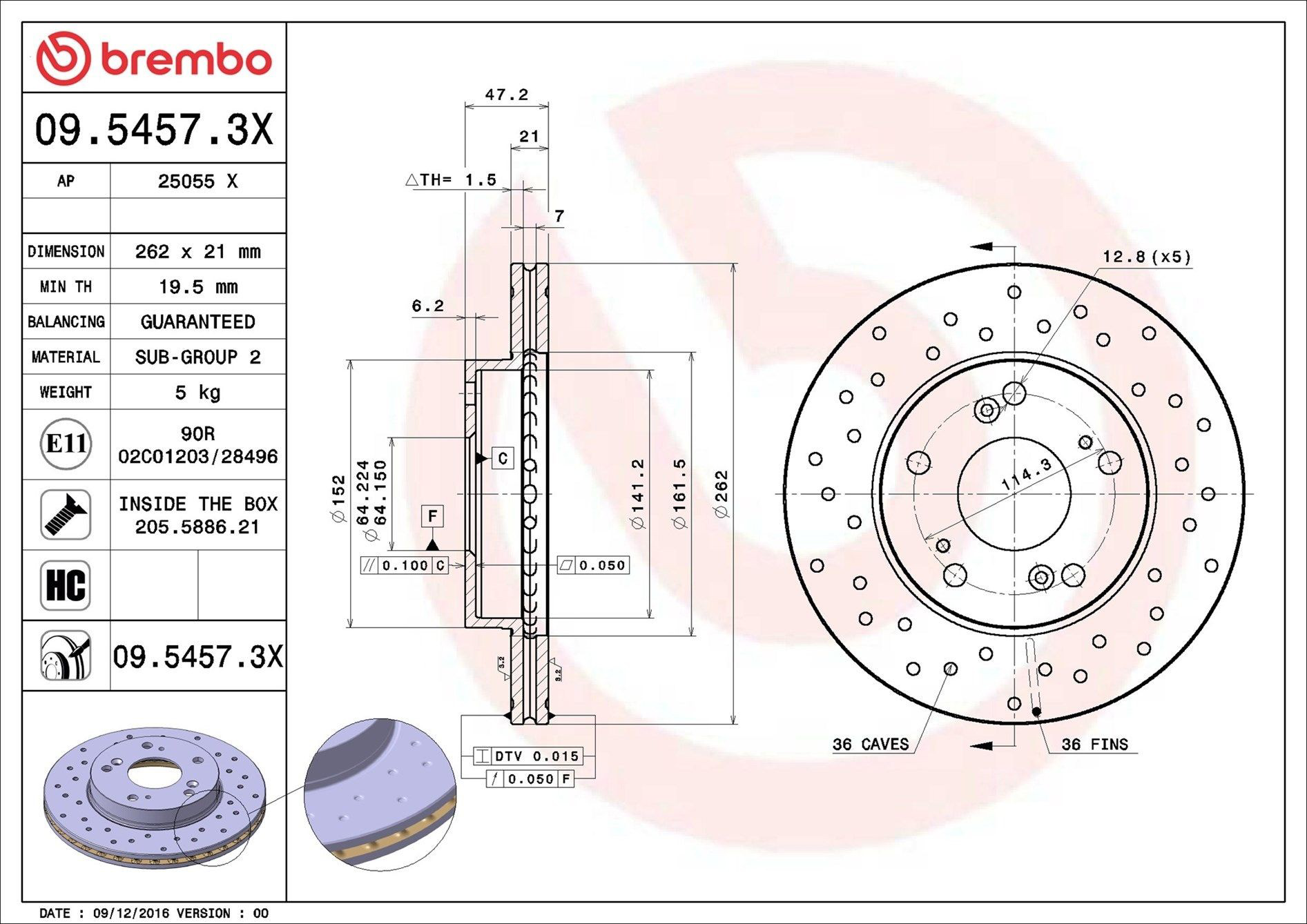 Comprar 0954573X Brembo Freno de disco delantero