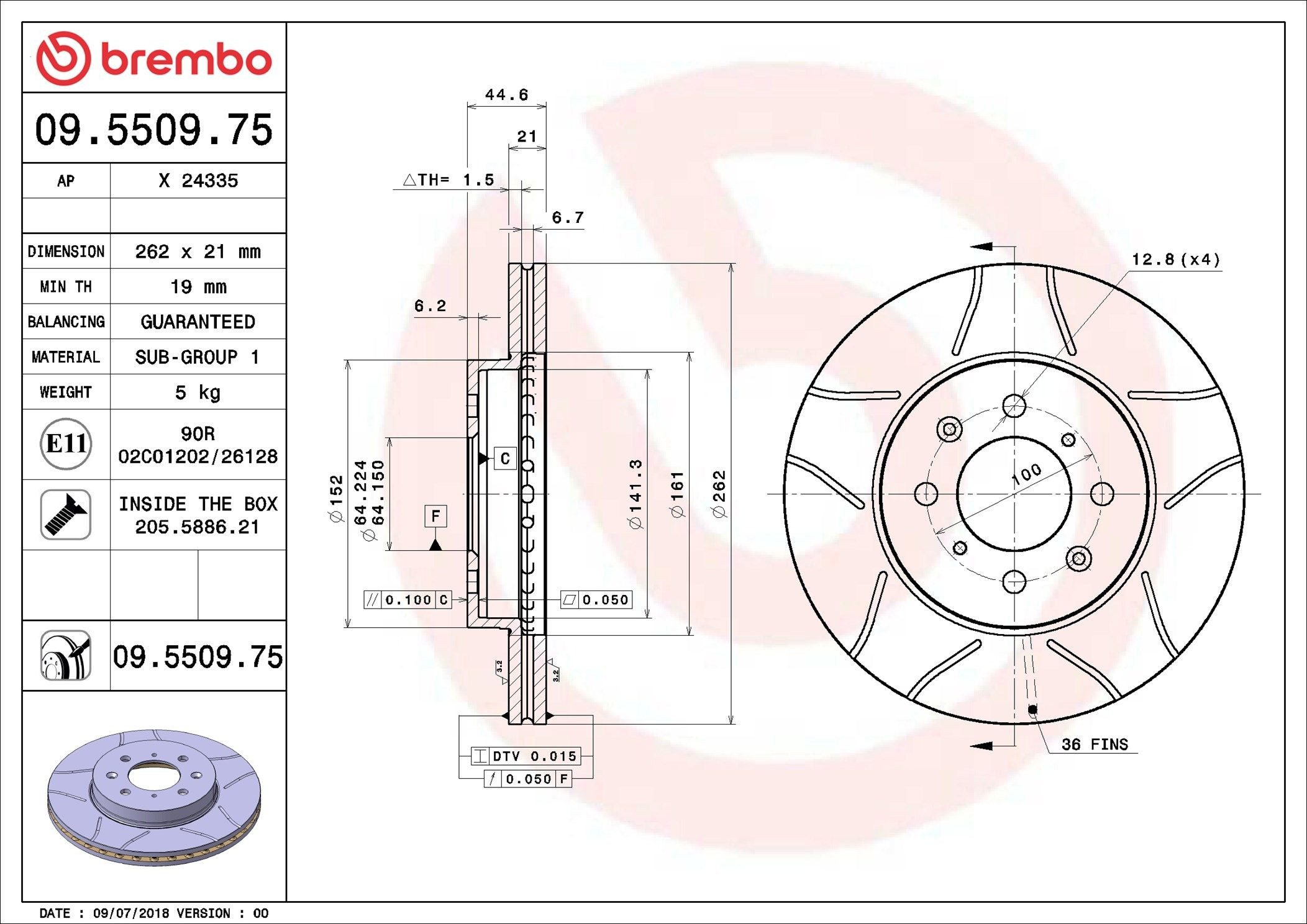 Comprar 09550975 Brembo Freno de disco delantero