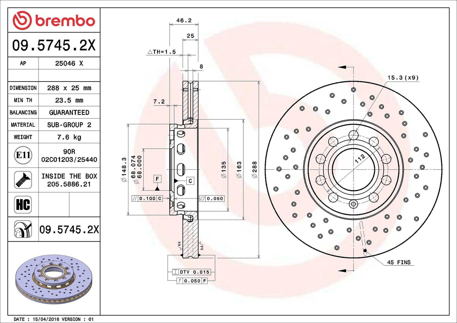 0957452X Brembo Discos