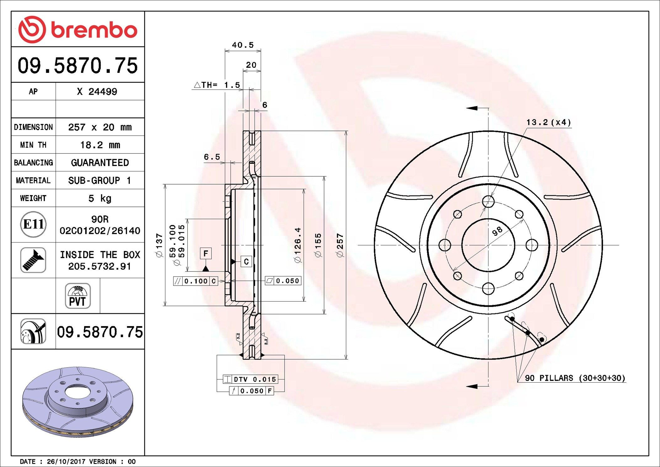 Frenos delanteros Brembo 09587075 precio, desde 26,57 EUR