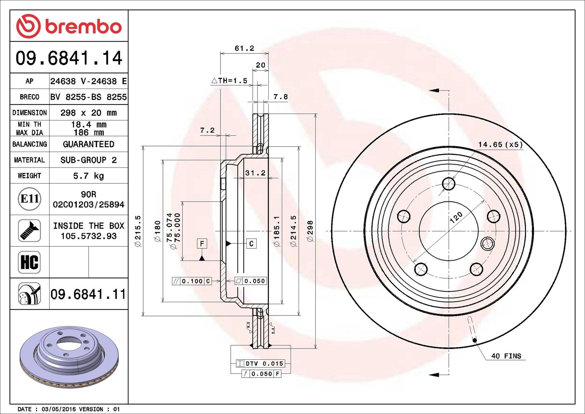 Disco de freno trasero Brembo 09684111 precio, desde 55,18 EUR
