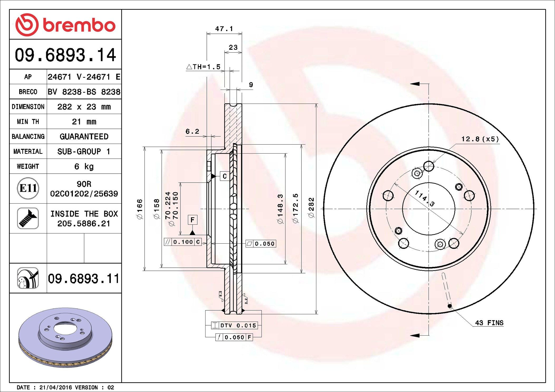Frenos delanteros Brembo 09689311 precio, desde 47,25 EUR