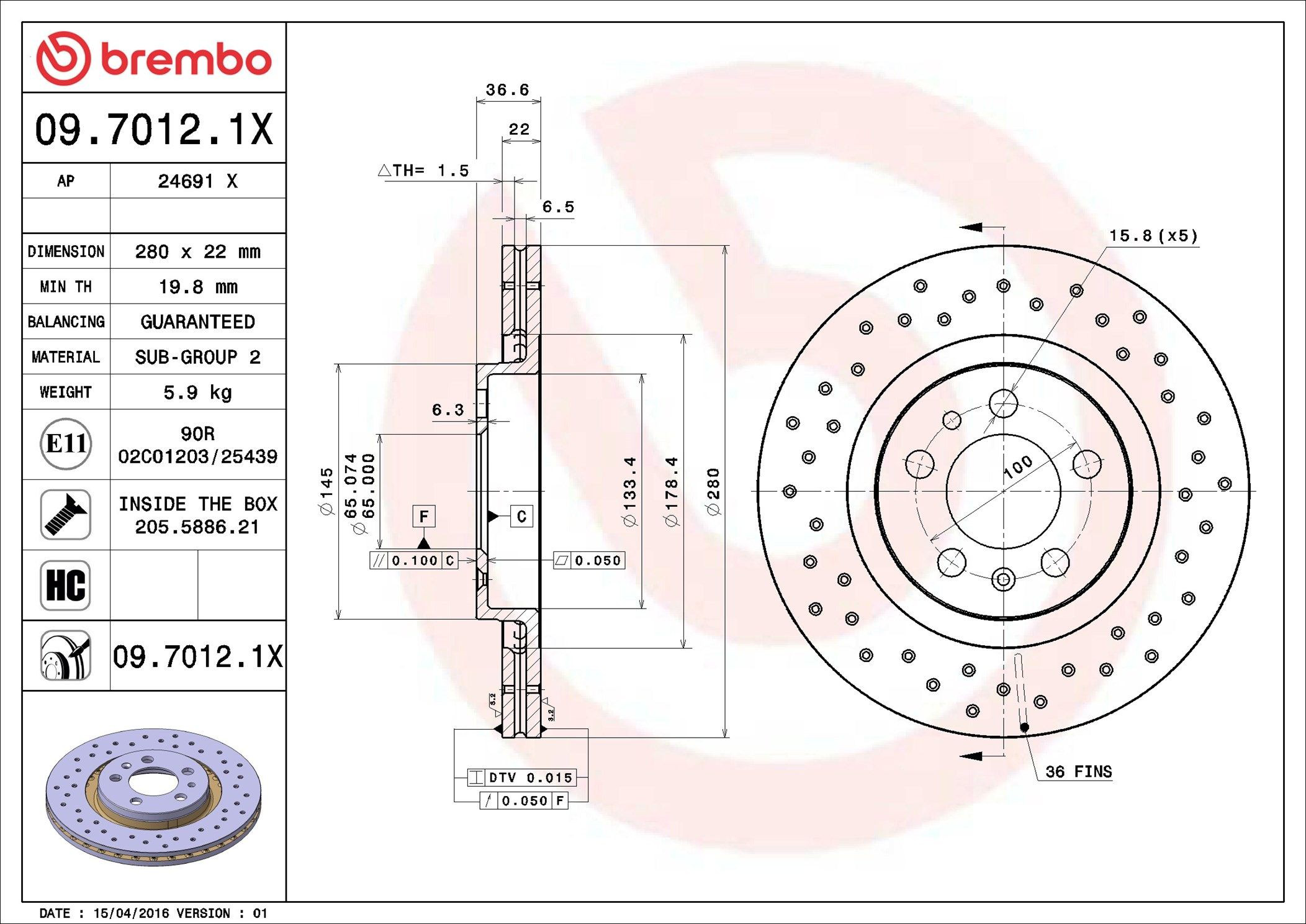 Frenos delanteros Brembo 0970121X precio, desde 31,37 EUR