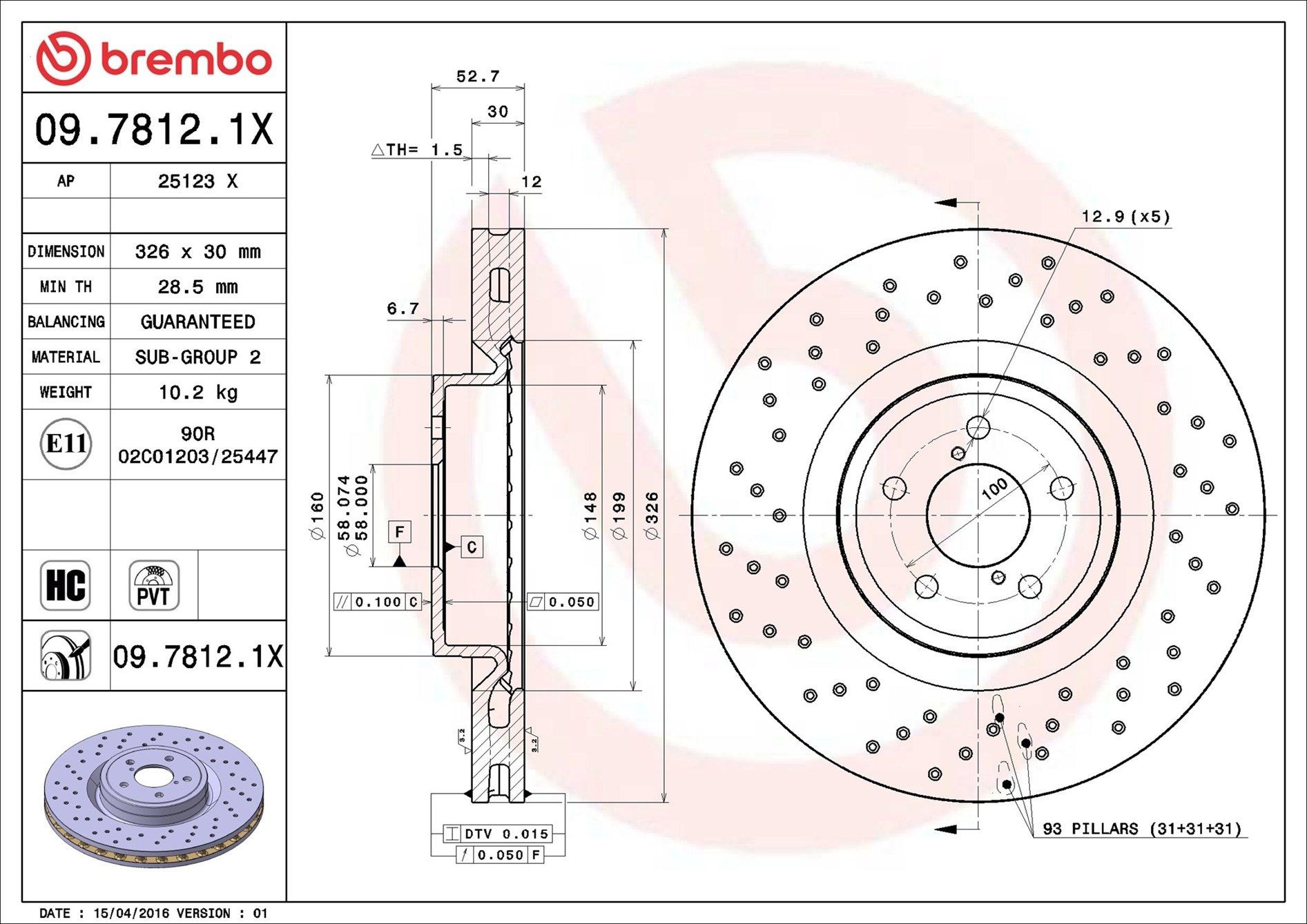 Frenos delanteros Brembo 0978121X precio, desde 51,96 EUR