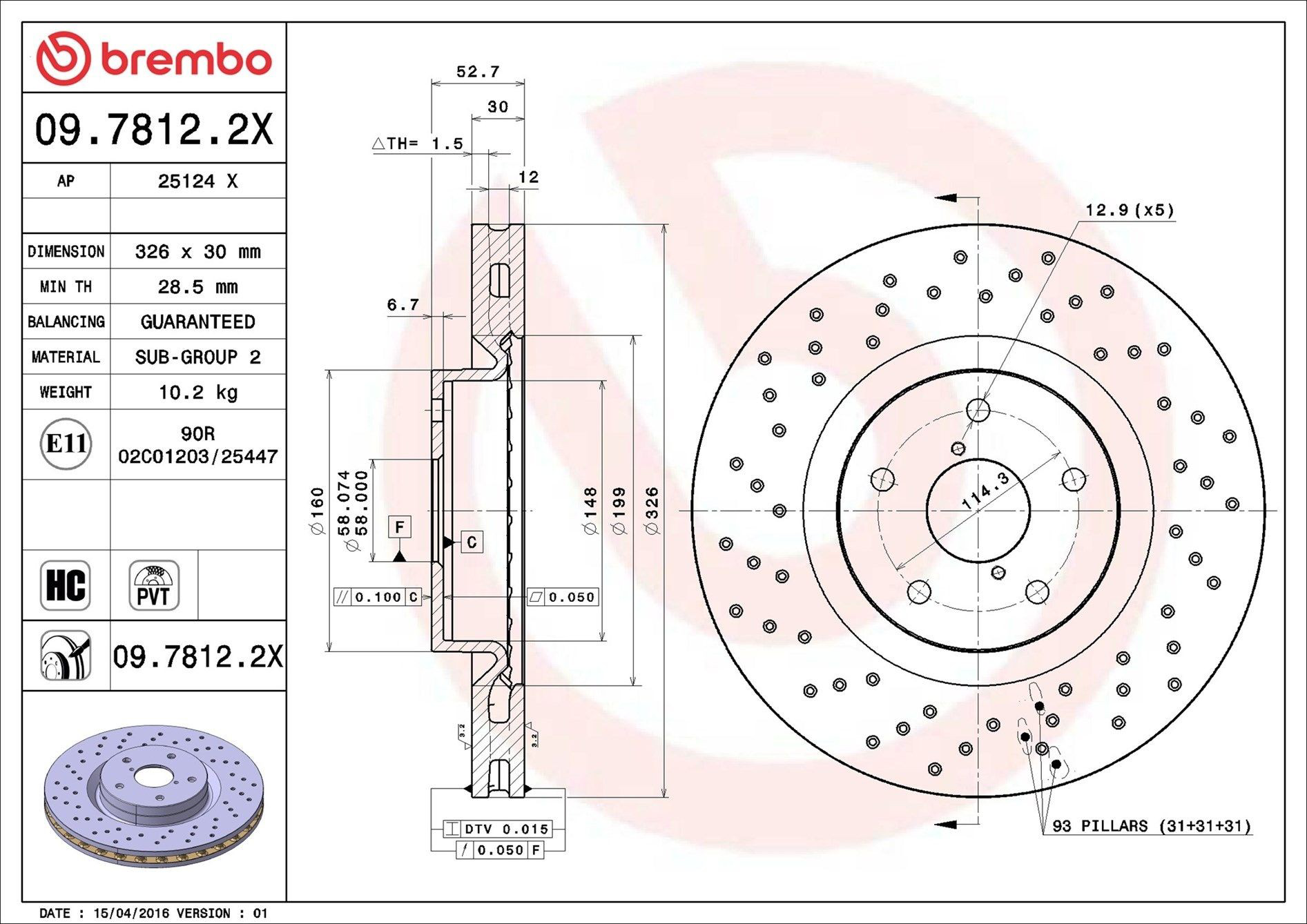 Frenos delanteros Brembo 0978122X precio, desde 98,19 EUR