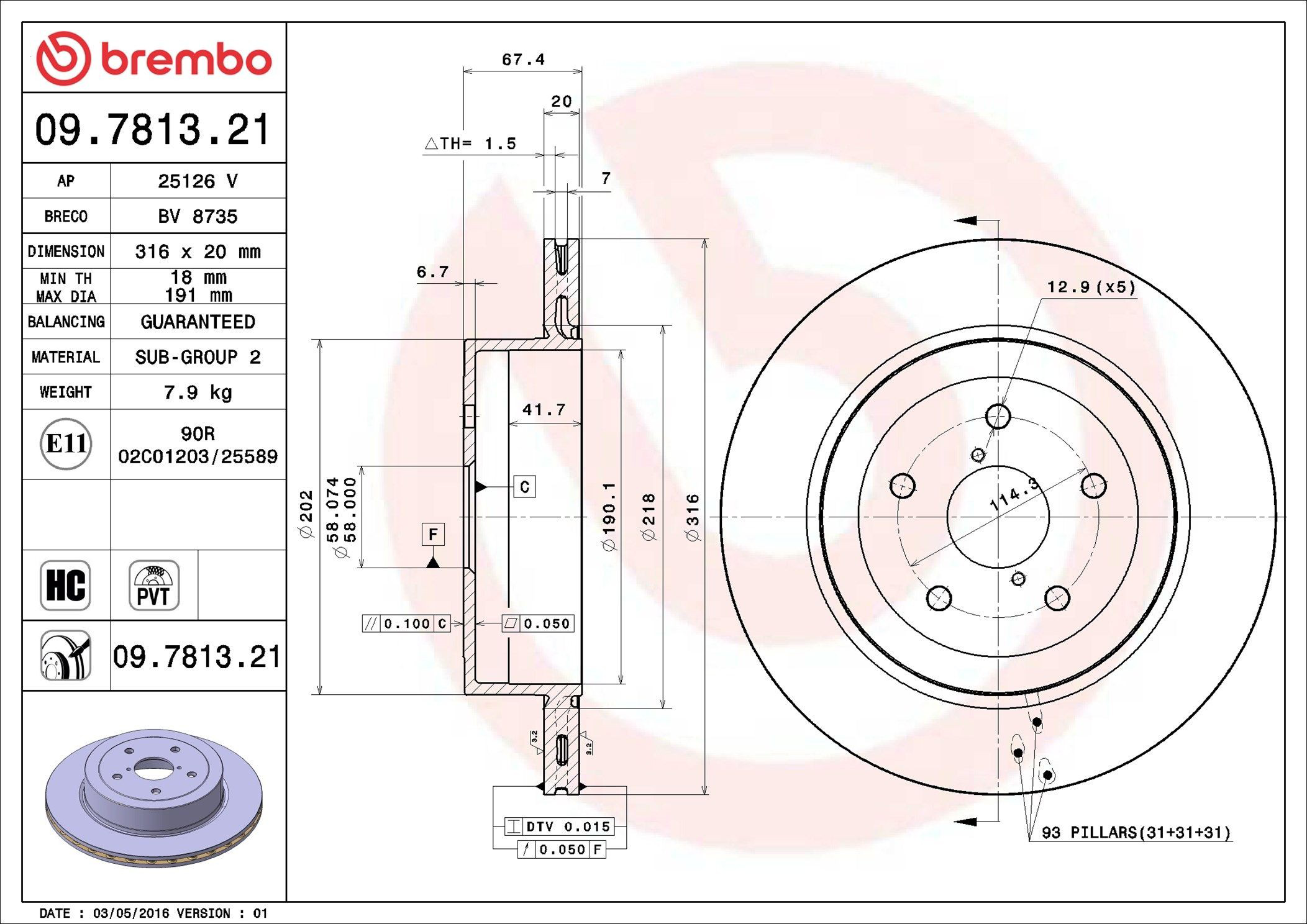 Disco de freno trasero Brembo 09781321 precio, desde 73,46 EUR