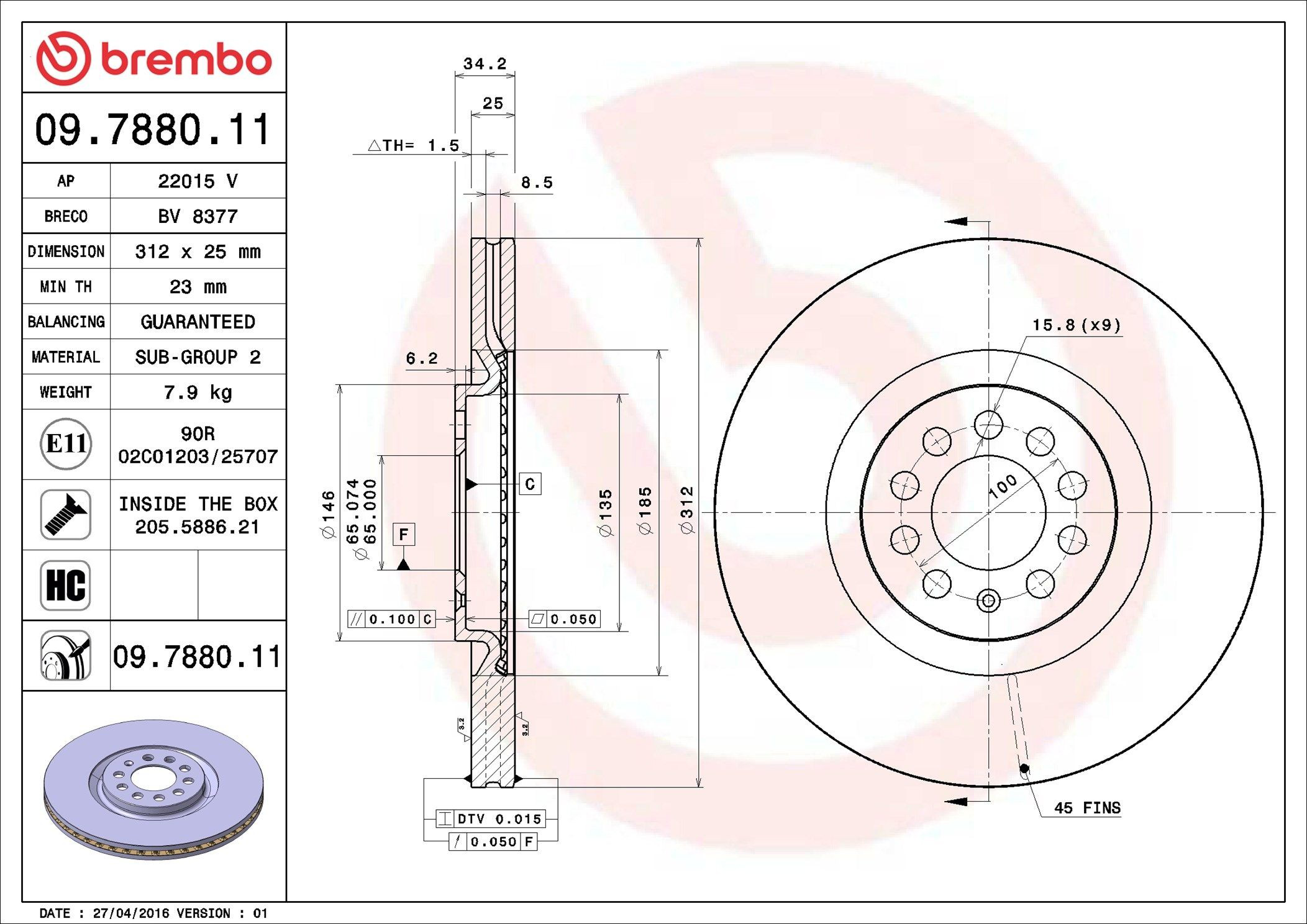 Frenos delanteros Brembo 09788011 precio, desde 52,55 EUR