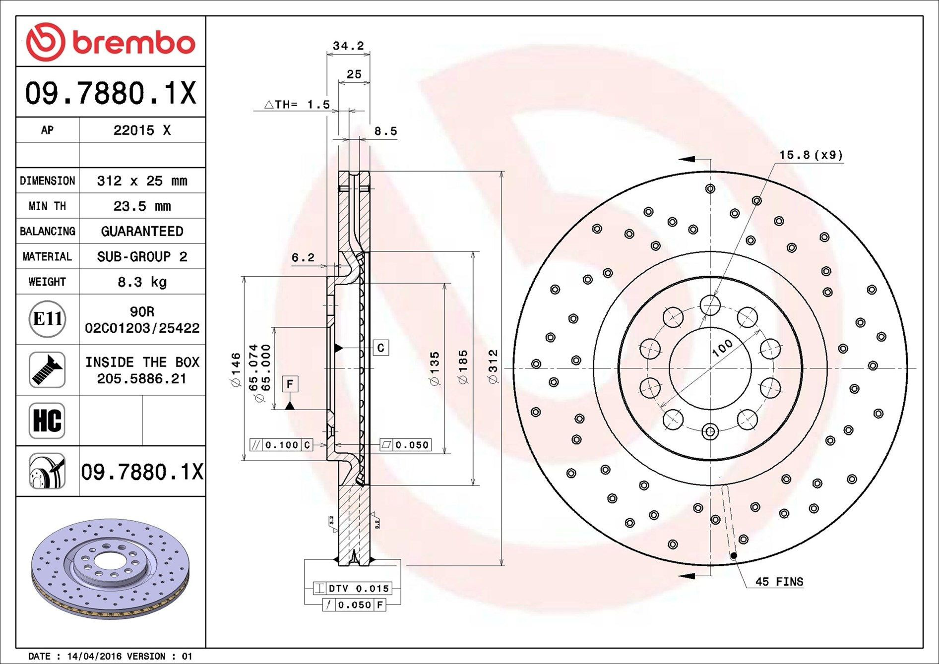 Frenos delanteros Brembo 0978801X precio, desde 52,55 EUR