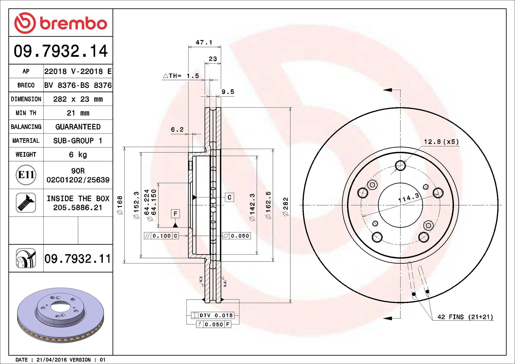 Comprar 09793211 Brembo Freno de disco delantero
