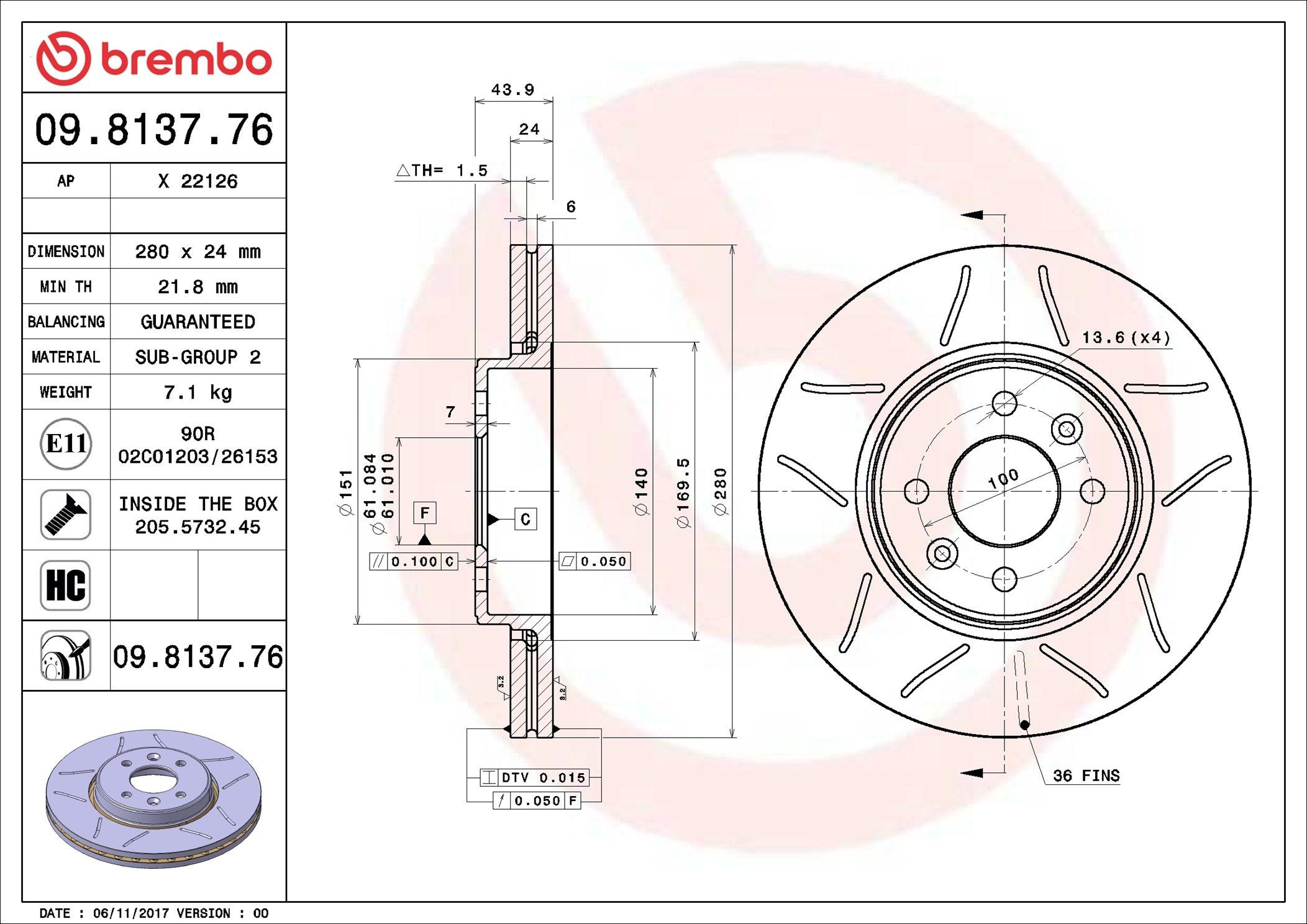 09813776 Brembo Discos