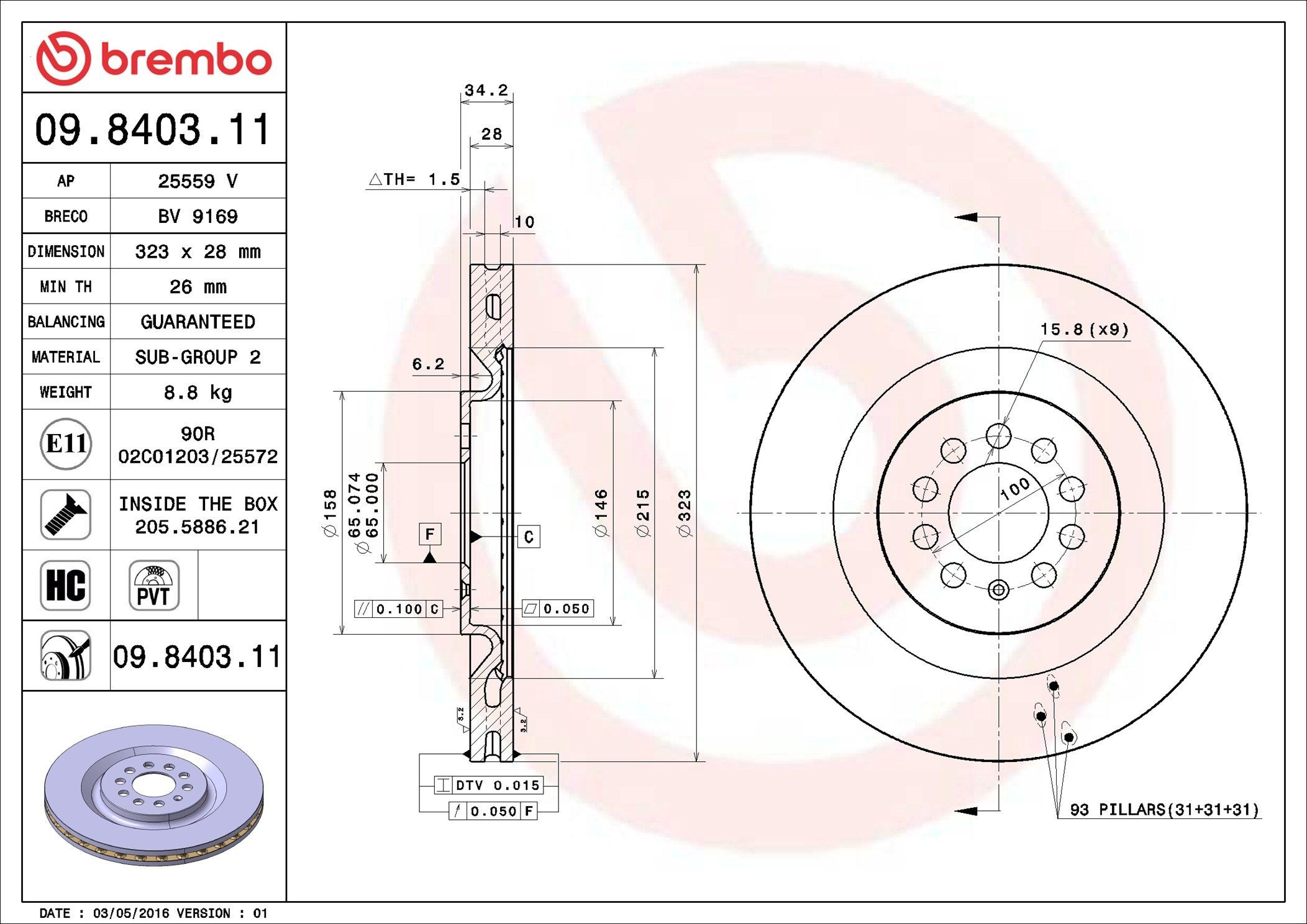 09840311 Brembo Discos