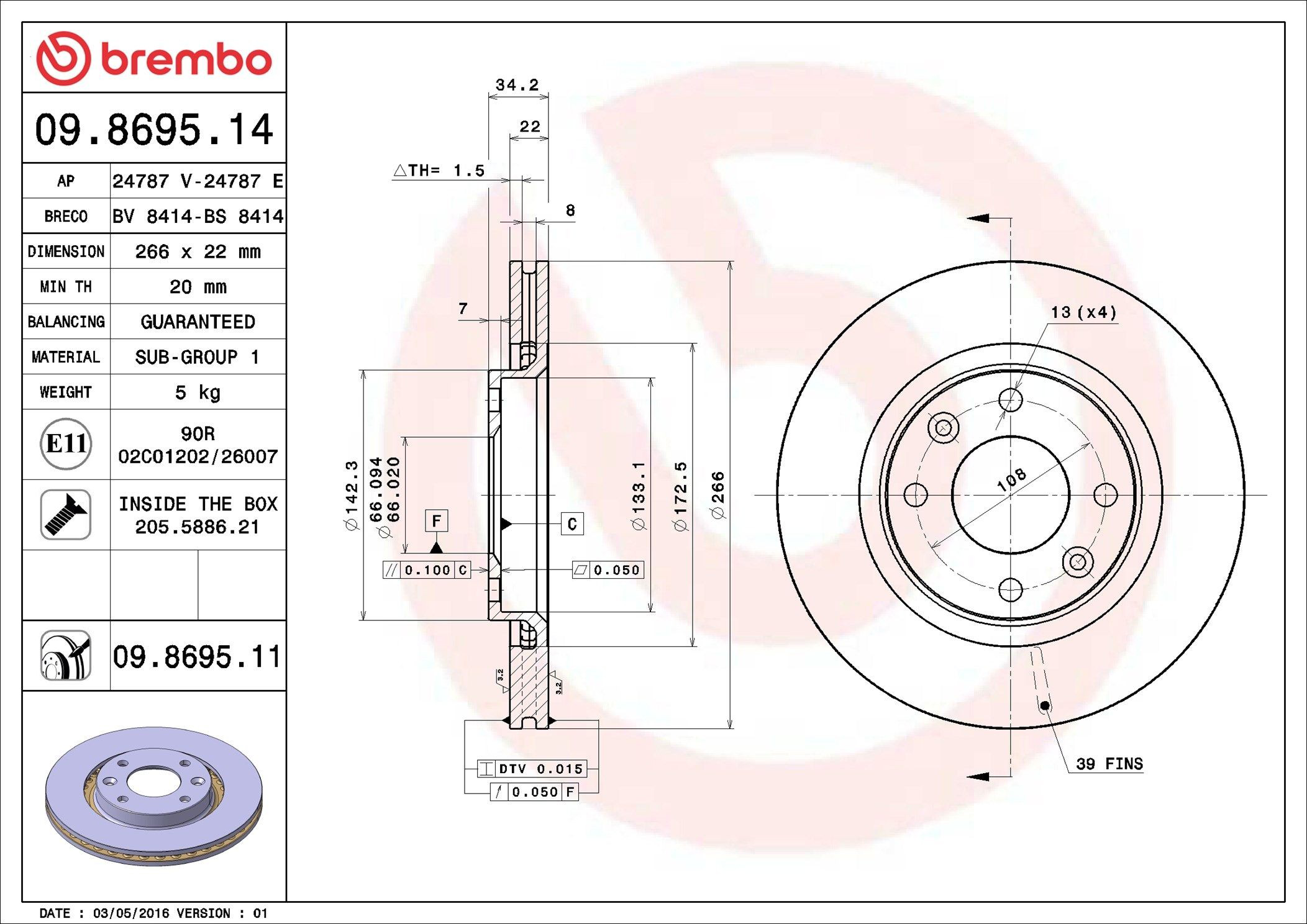 Frenos delanteros Brembo 09869511 precio, desde 34,24 EUR