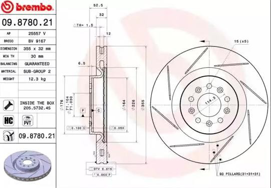 Disco de freno delantero Brembo 09878021