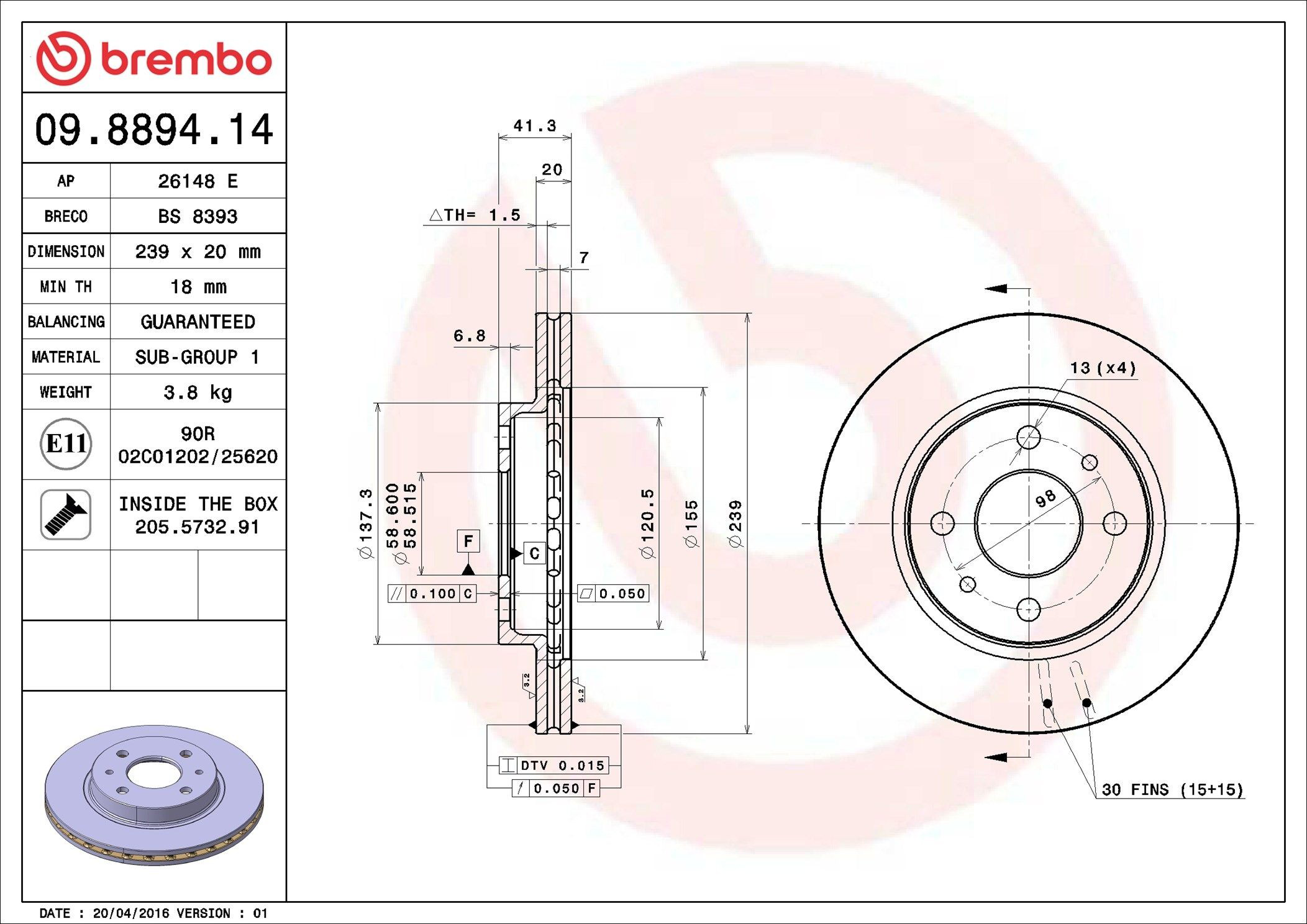 Frenos delanteros Brembo 09889414 precio, desde 27,64 EUR