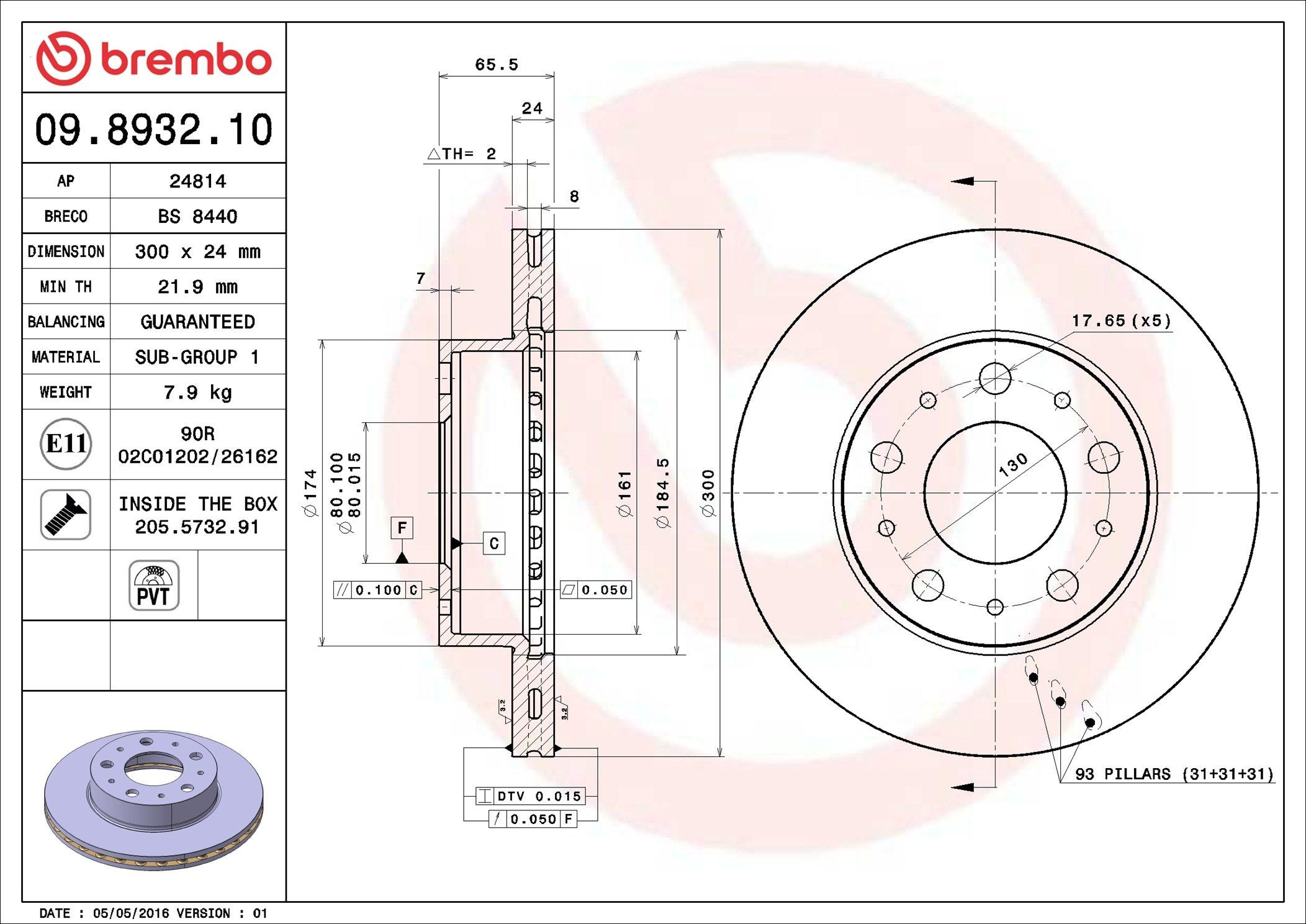 Frenos delanteros Brembo 09893210 precio, desde 45,59 EUR