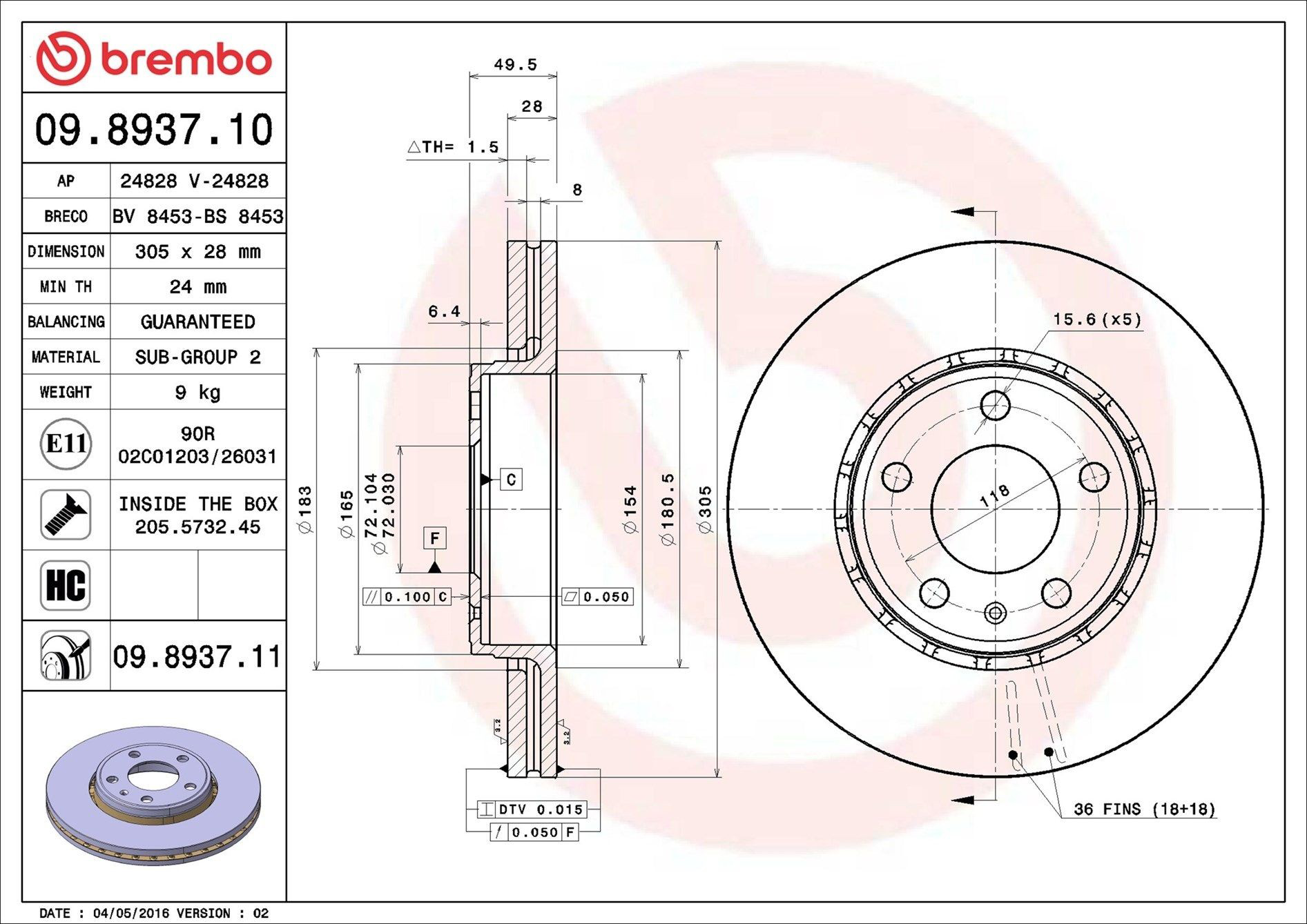 Frenos delanteros Brembo 09893710 precio, desde 45,97 EUR