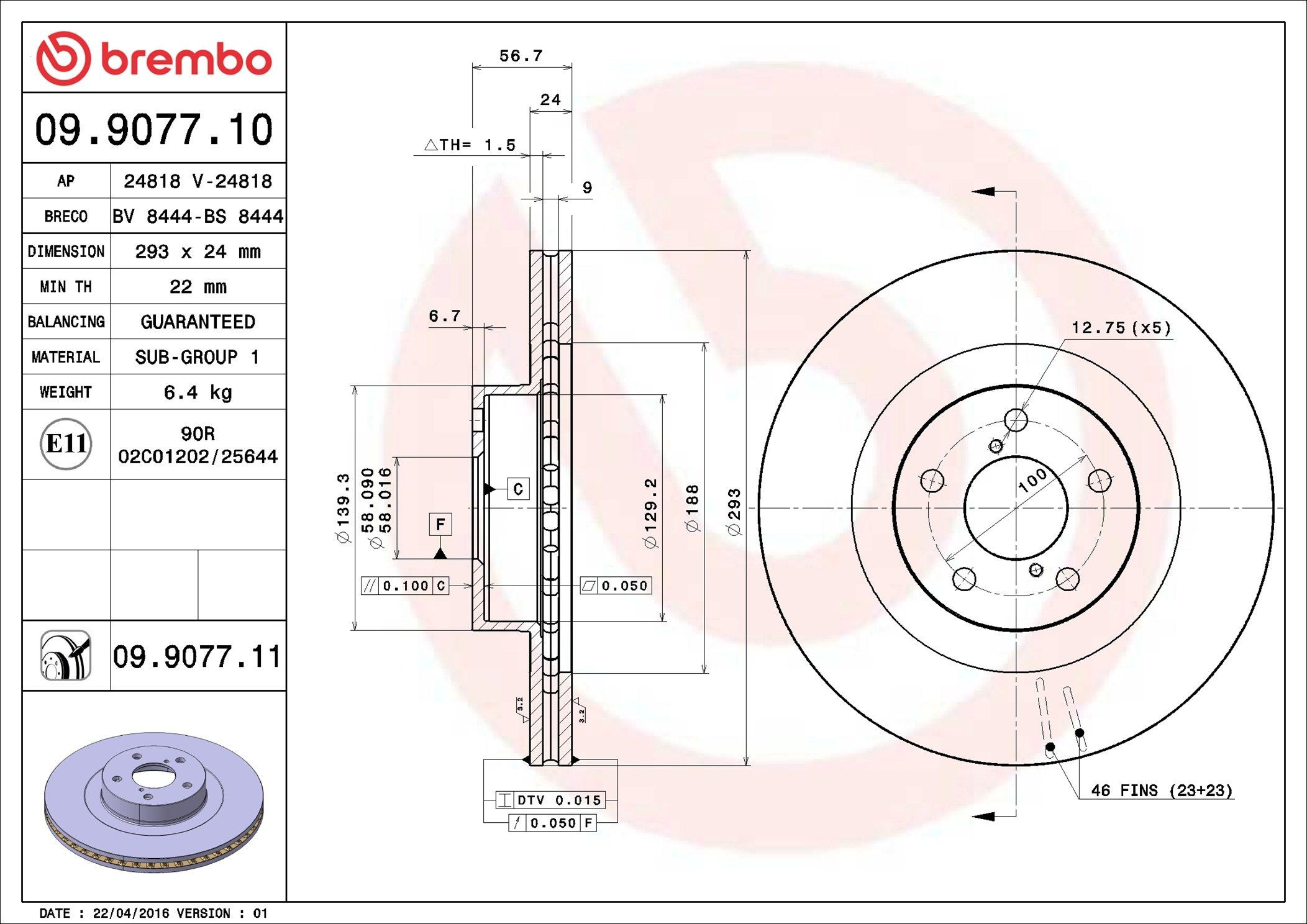 Frenos delanteros Brembo 09907711 precio, desde 40,34 EUR